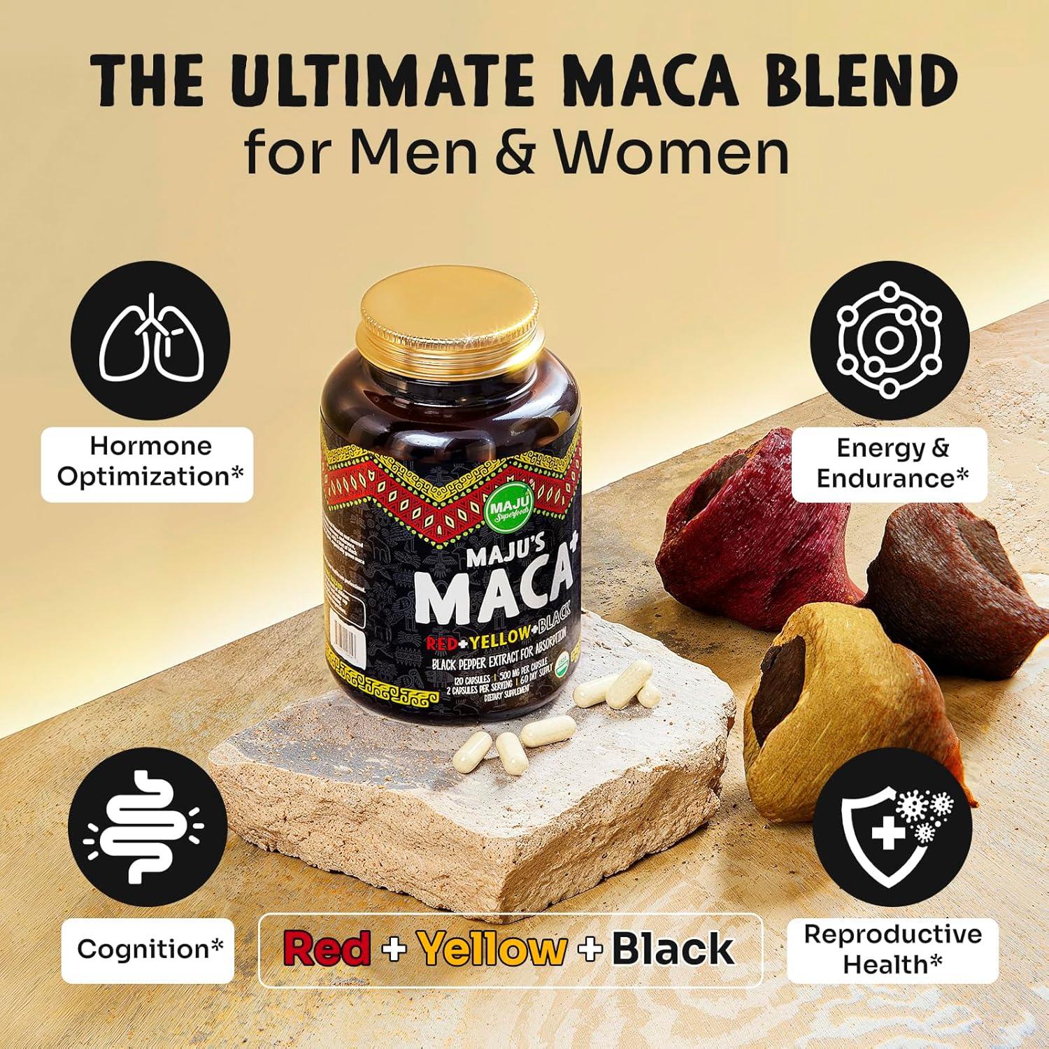 Cápsulas de Maca 4-en-1 Maju Superfoods Orgánica 120 ct