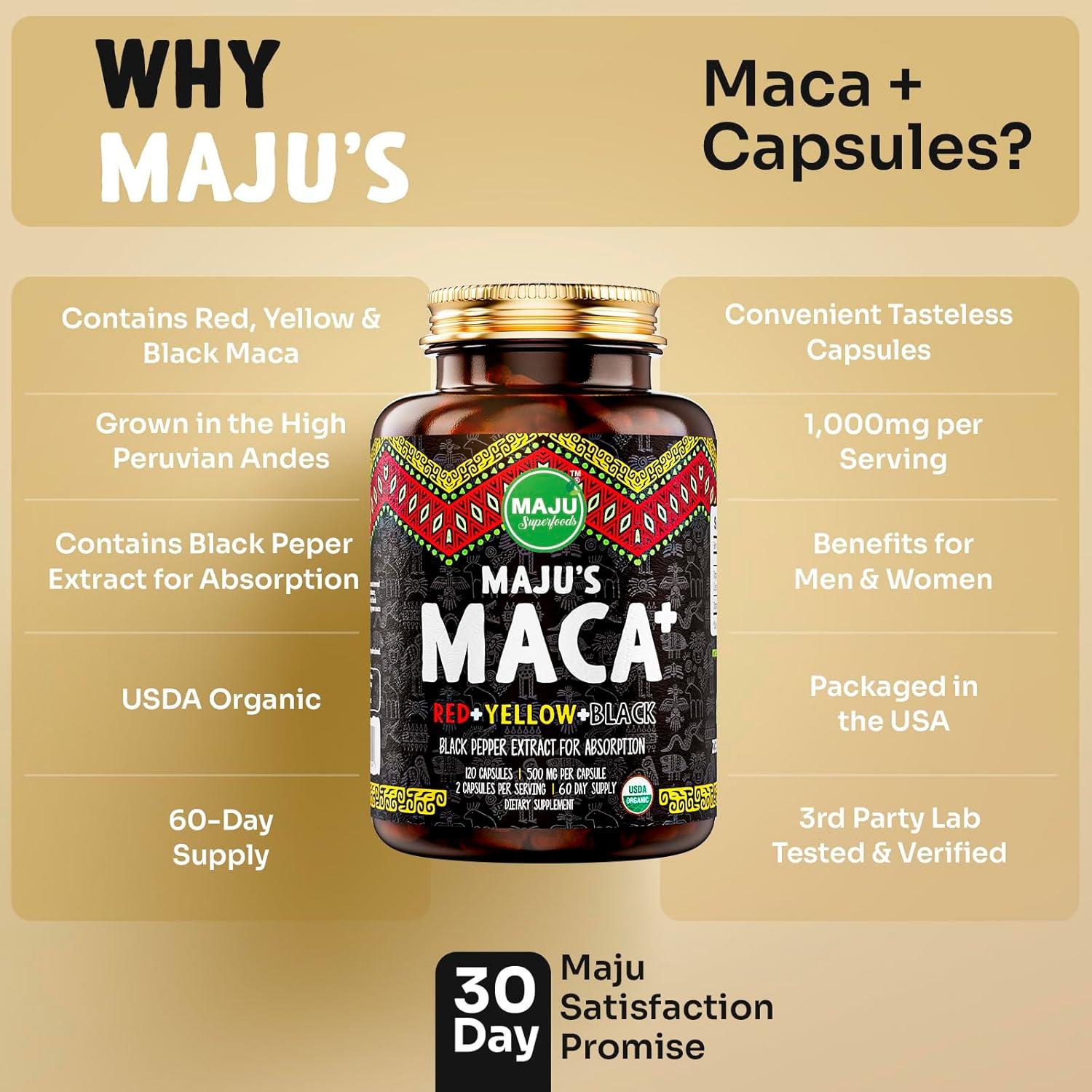 Cápsulas de Maca 4-en-1 Maju Superfoods Orgánica 120 ct