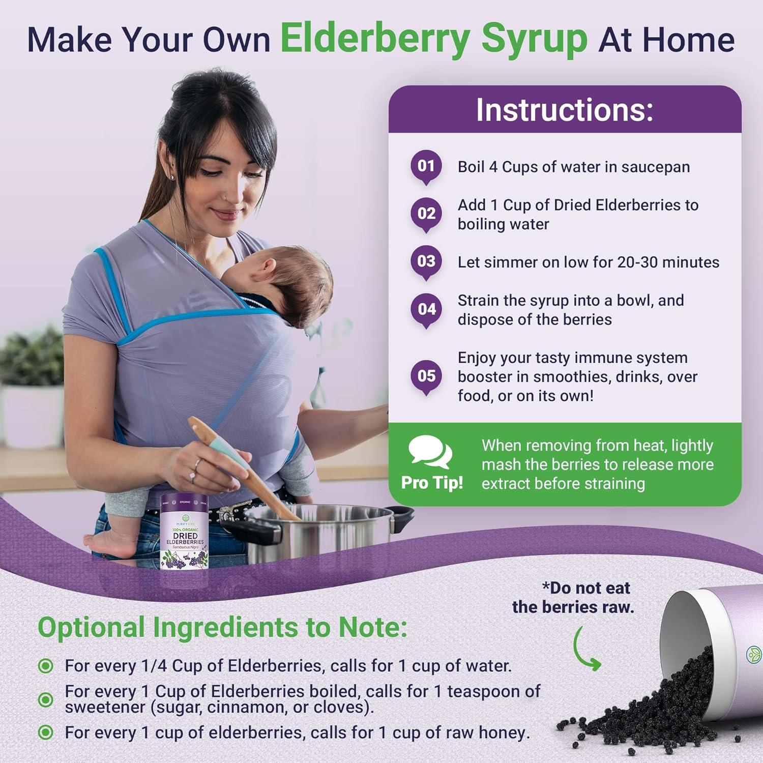 Elderberries Secas Orgánicas Purify Life 450g - Antioxidantes