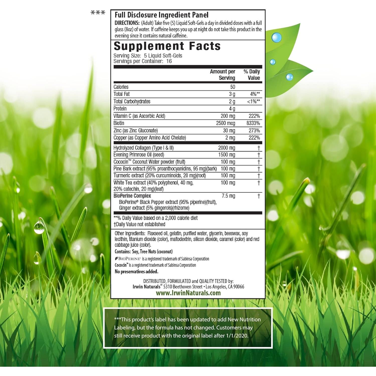 Colágeno Puro Irwin Naturals 2000 mg - 80 Gelatinas Blandas