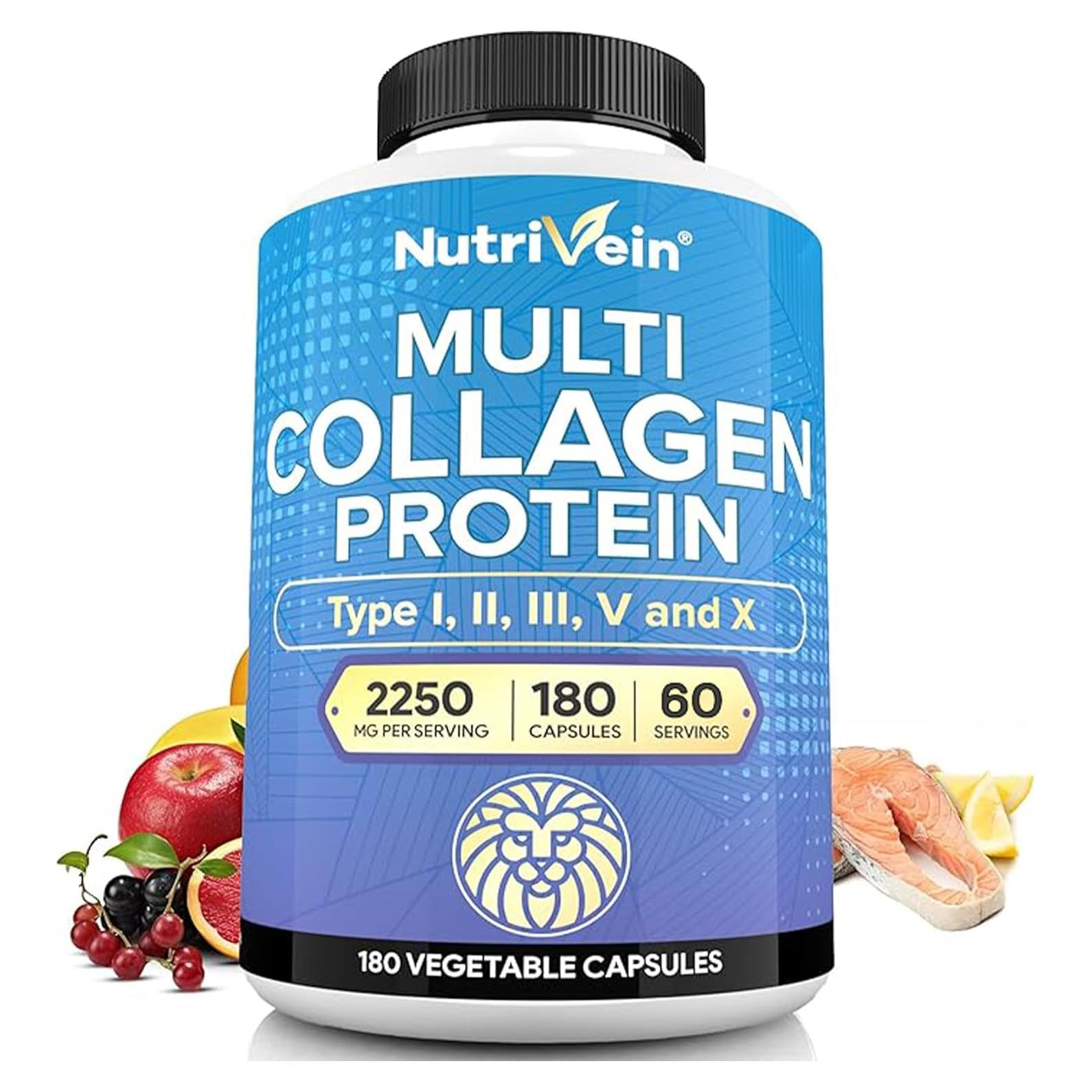 Cápsulas de Colágeno Múltiple Nutrivein 2250 mg - 180 Unidades