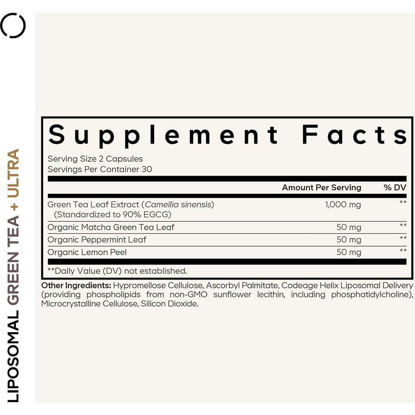 Codeage Té Verde+ Ultra 90% EGCG - 60 Cápsulas Veganas