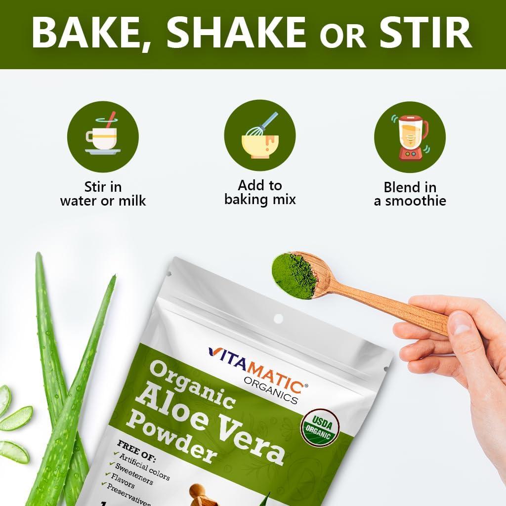 Polvo de Aloe Vera Orgánico Vitamatic 450g - Salud Piel y Digestión