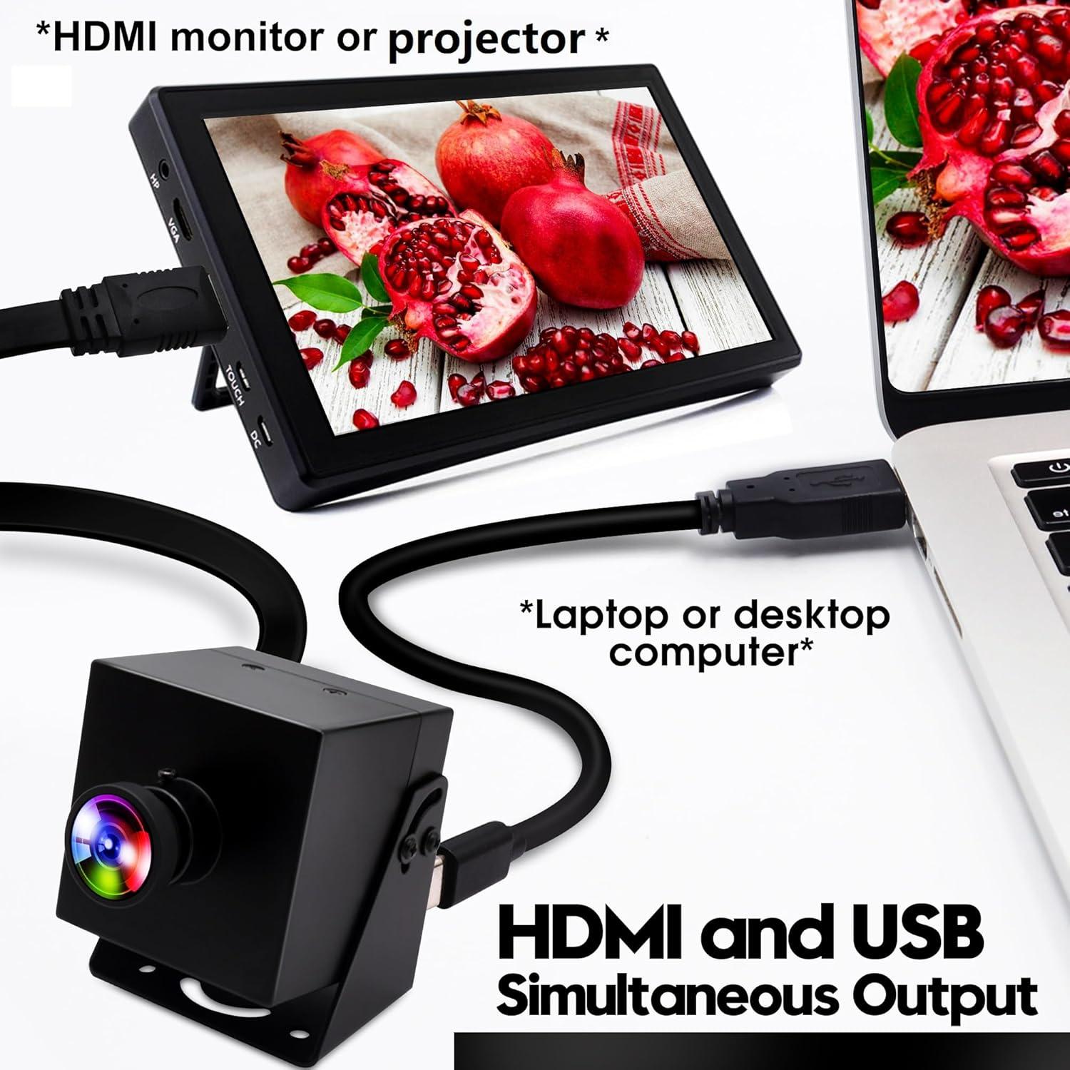 Cámara USB HDMI 4K ELP con Lente 120° y Zoom Digital 2X