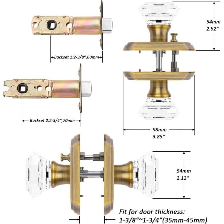 Perilla de Puerta de Cristal Orger Bronce Antiguo 1 Paquete