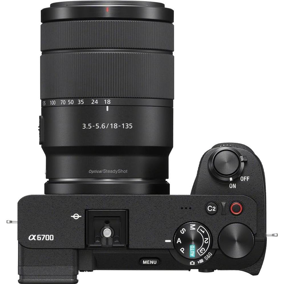 Sony Alpha a6700 Mirrorless Camera with 18-135mm Lens Bundle with Extra Battery and Charger Kit, 64GB SD Card + 55mm 3PC Filter Kit & More | Sony Alpha 6700