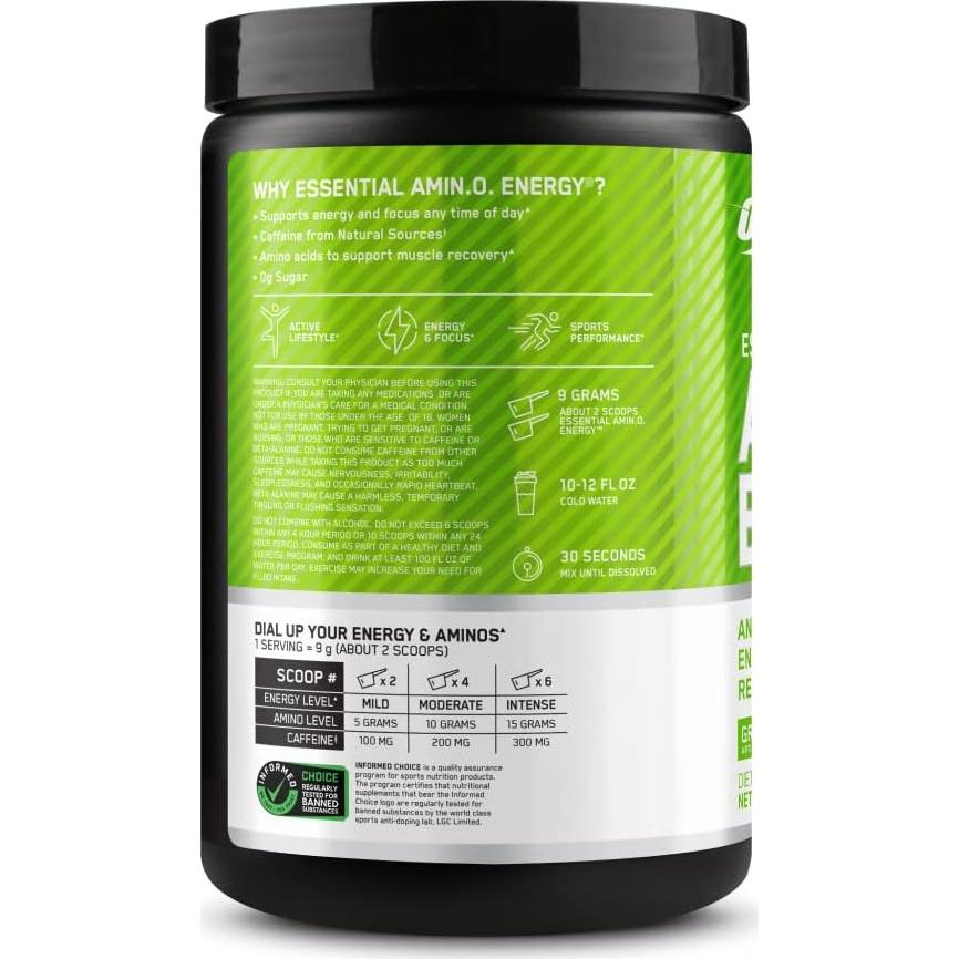 Optimum Nutrition Amino Energy 270g - Pre Entrenamiento Manzana Verde