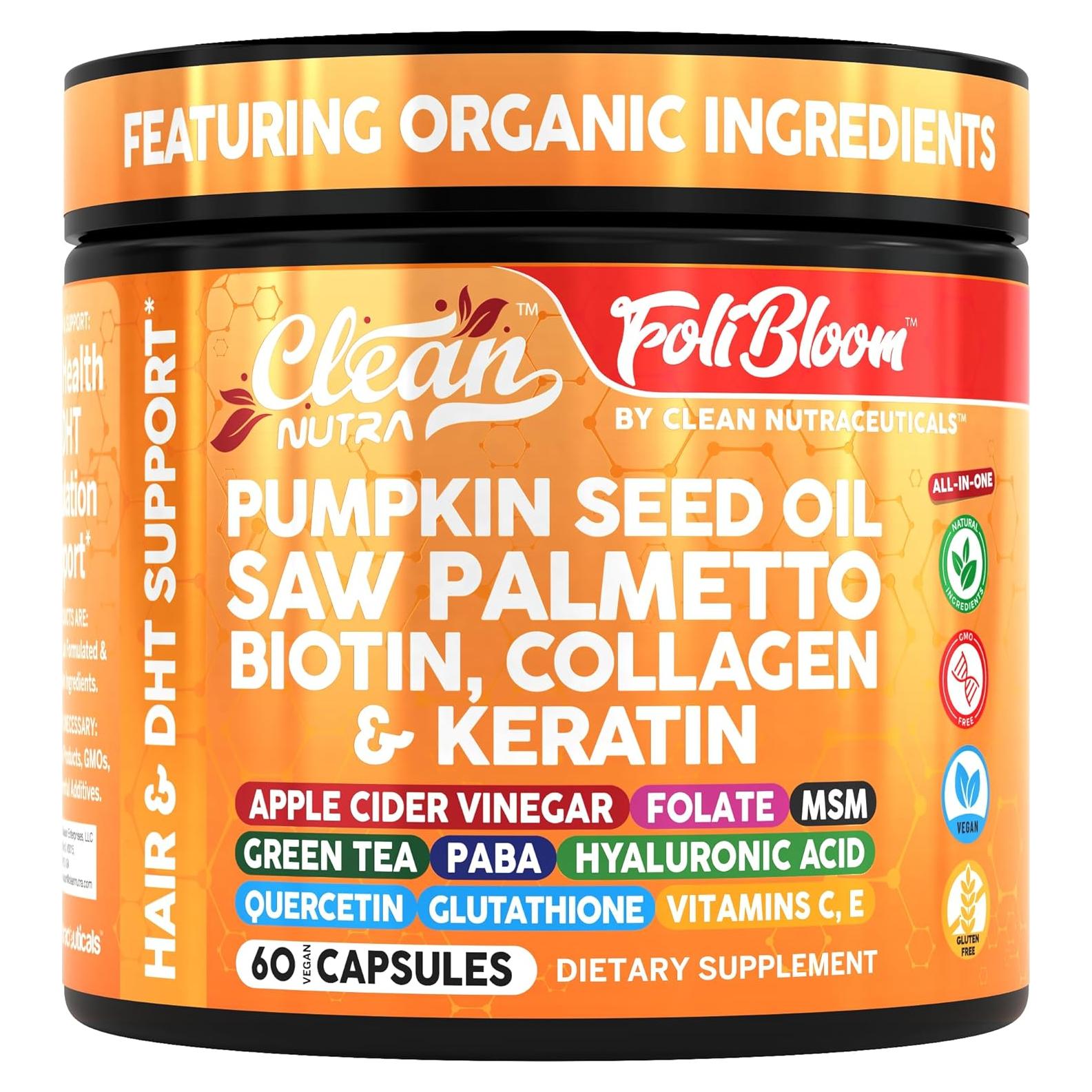 Suplemento Clean Nutra Aceite de Semilla de Calabaza 60 Cápsulas