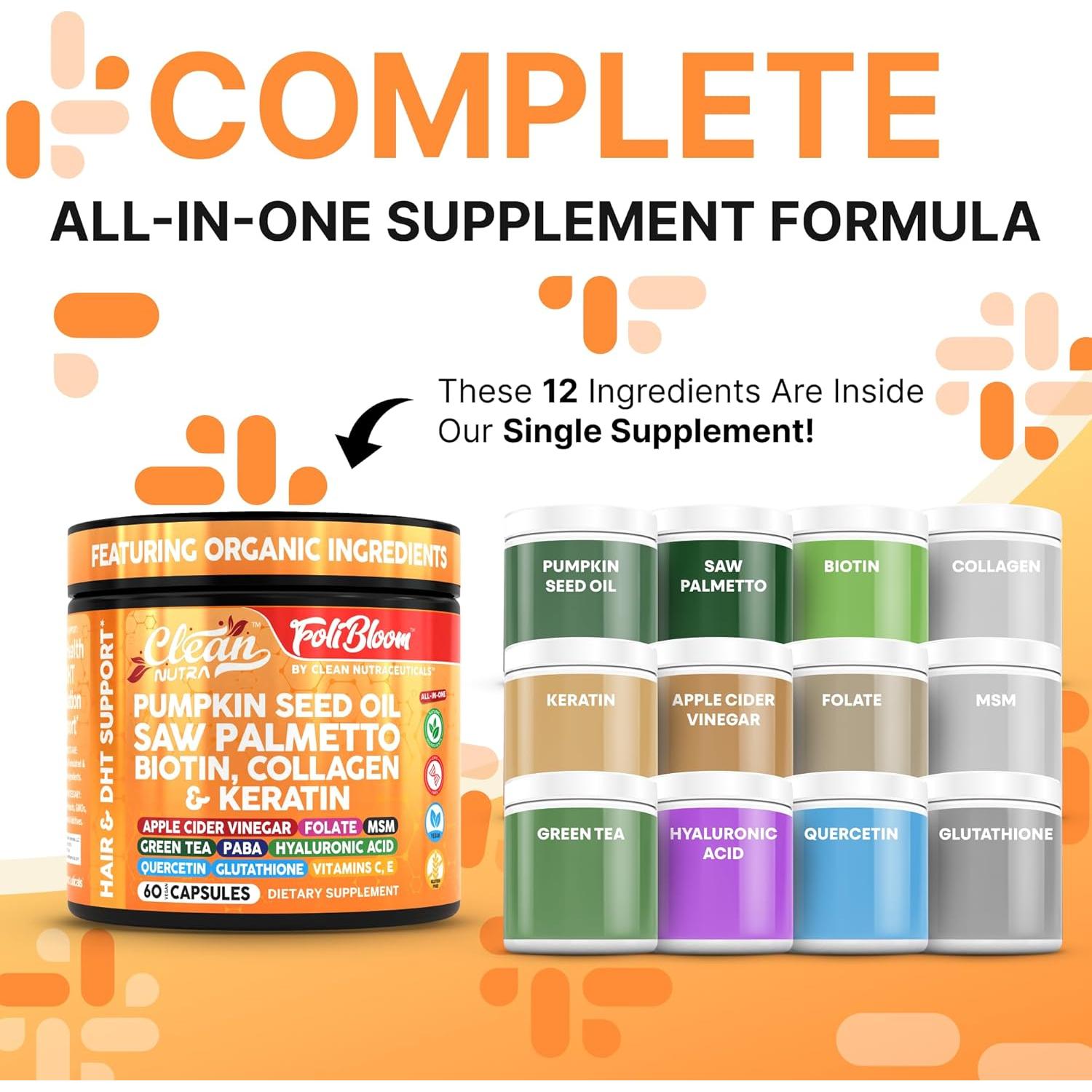 Suplemento Clean Nutra Aceite de Semilla de Calabaza 60 Cápsulas