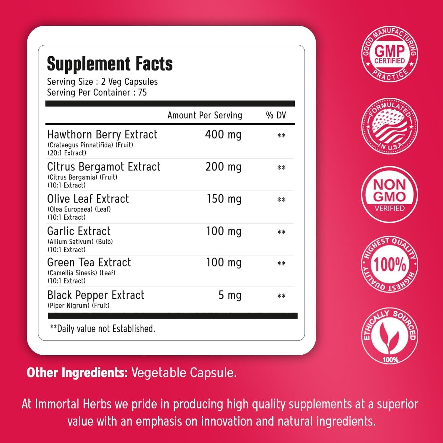 Cápsulas de Baya de Espino Immortal Herbs 150 Veganas 6-en-1