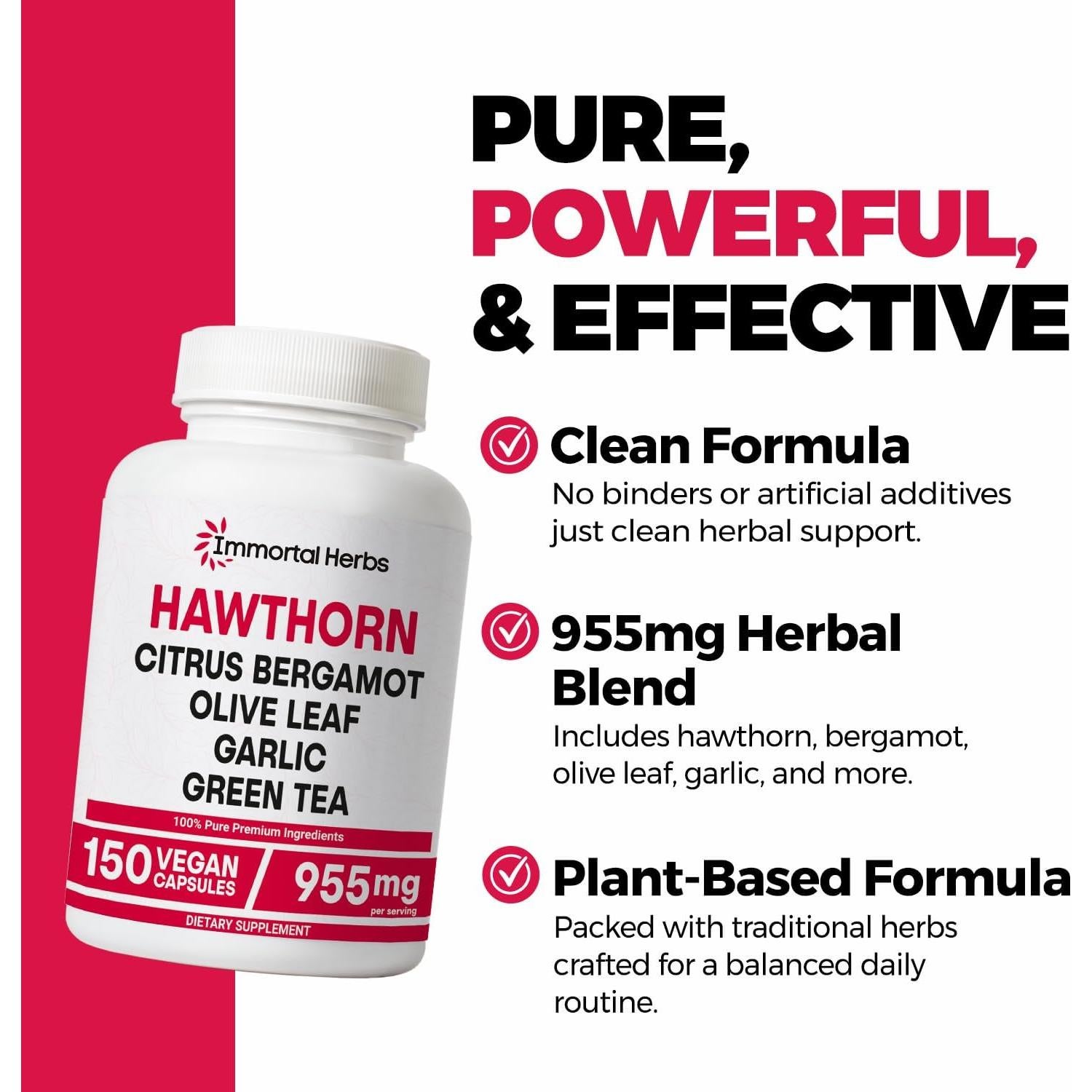 Cápsulas de Baya de Espino Immortal Herbs 150 Veganas 6-en-1