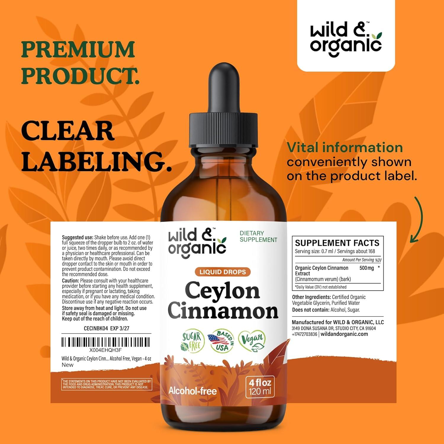 Tintura de Canela de Ceilán Silvestre 500 mg - 118 ml Vegana