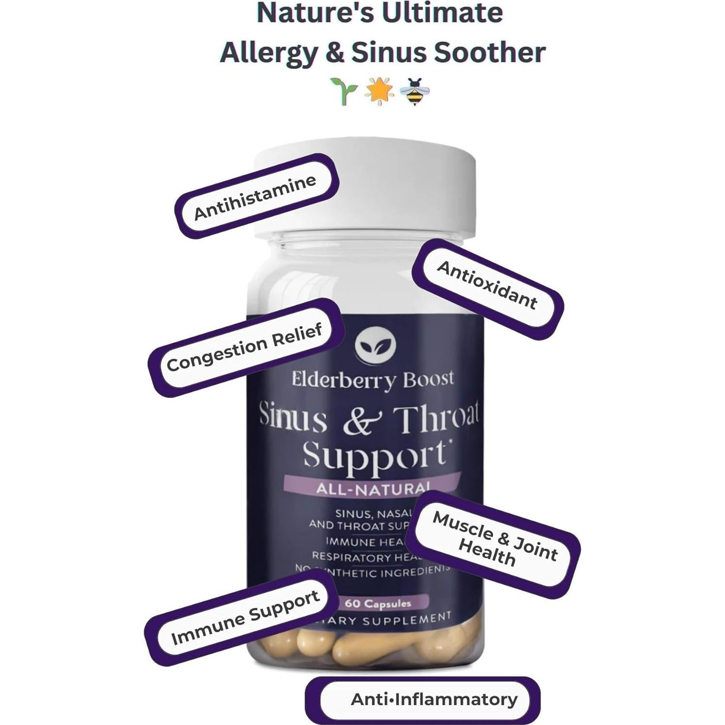 Cápsulas Herbales Elderberry Boost - Apoyo Nasal y Garganta 60u