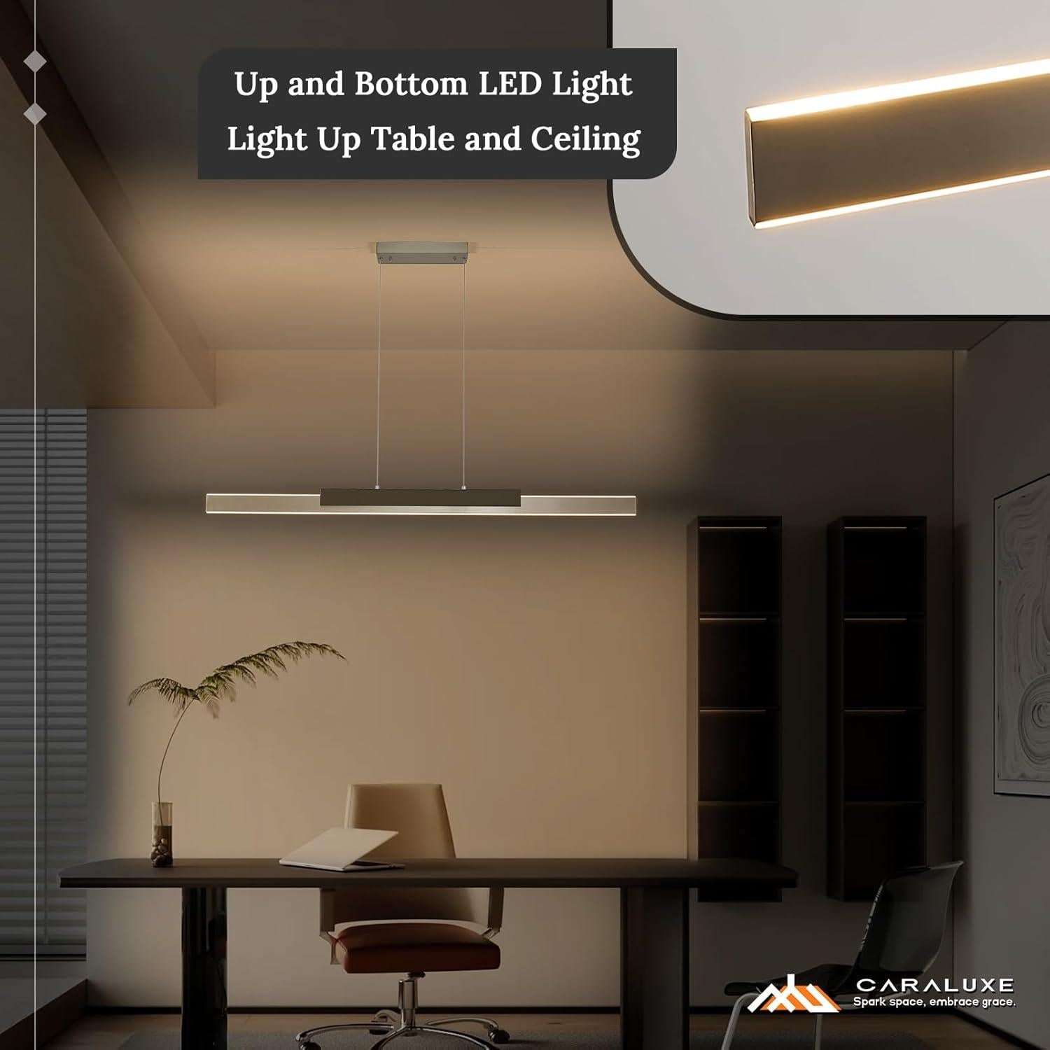 Lámpara Colgante LED Regulable Caraluxe 132 cm Níquel Madera Gris