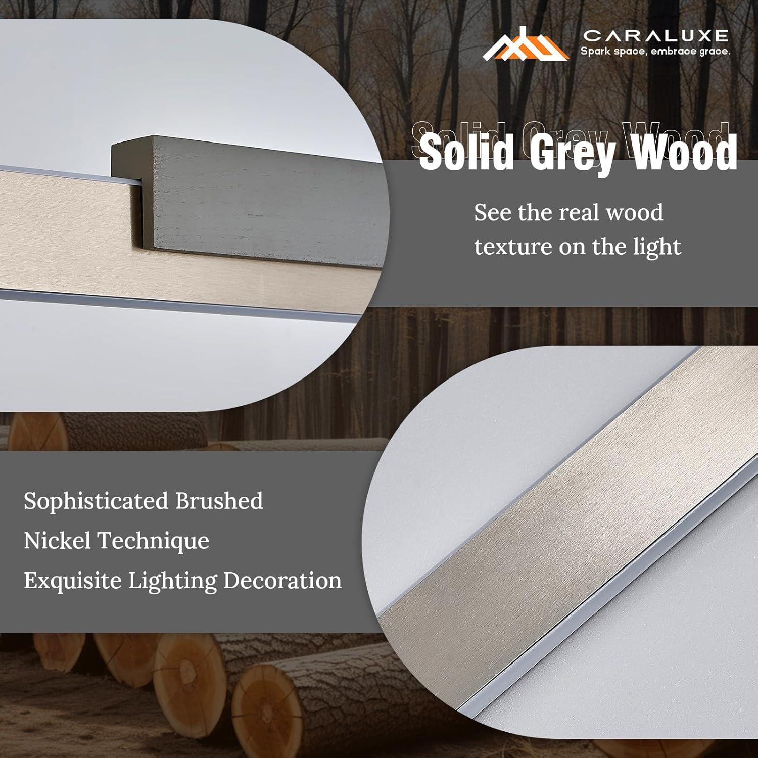 Lámpara Colgante LED Regulable Caraluxe 132 cm Níquel Madera Gris