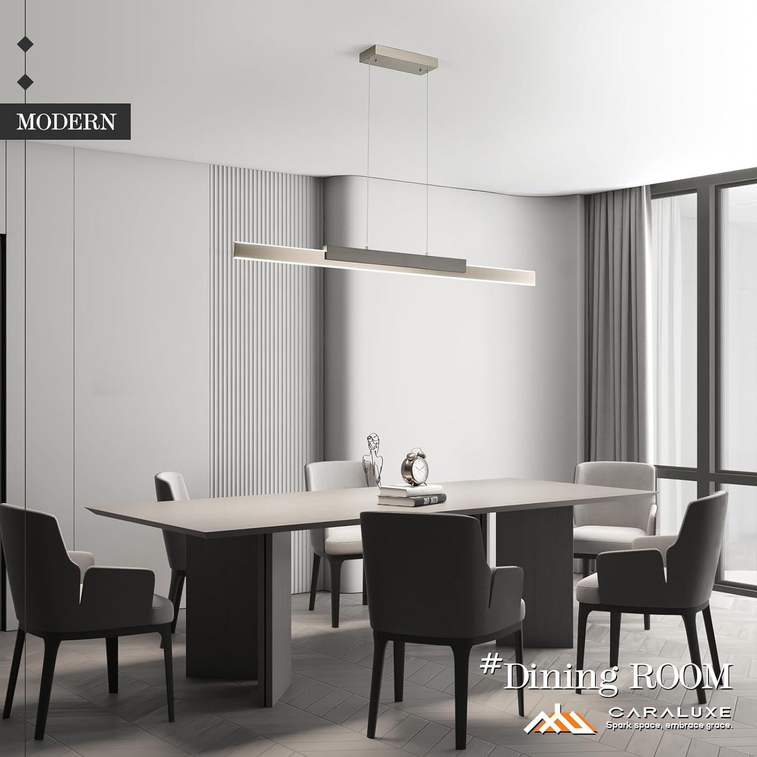 Lámpara Colgante LED Regulable Caraluxe 132 cm Níquel Madera Gris