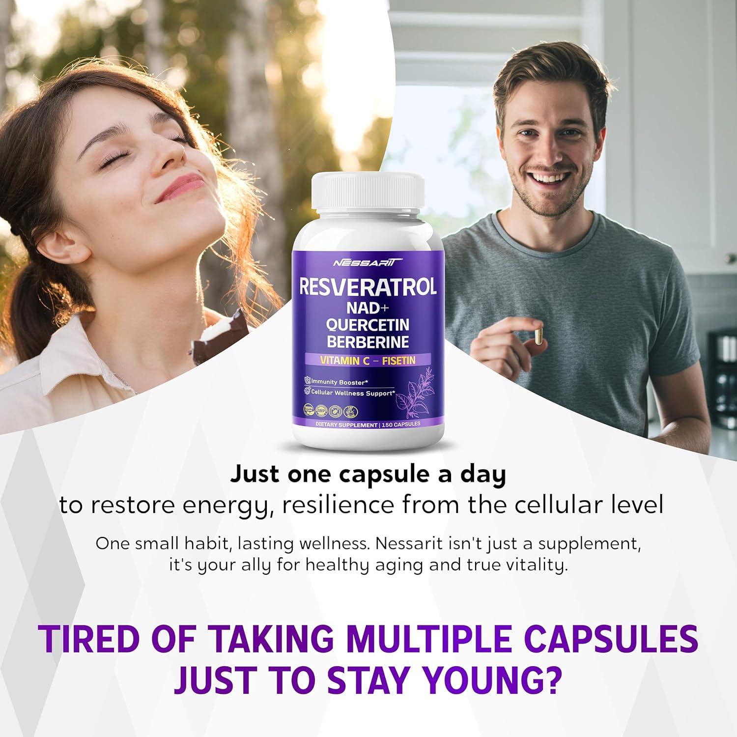 Suplemento de Resveratrol 6320mg Nessarit 150 Cápsulas