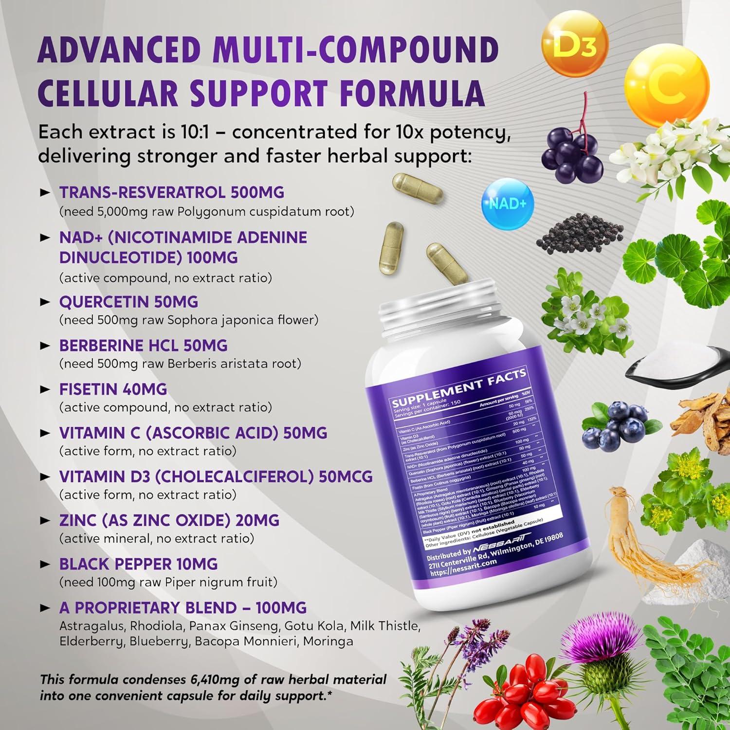 Suplemento de Resveratrol 6320mg Nessarit 150 Cápsulas