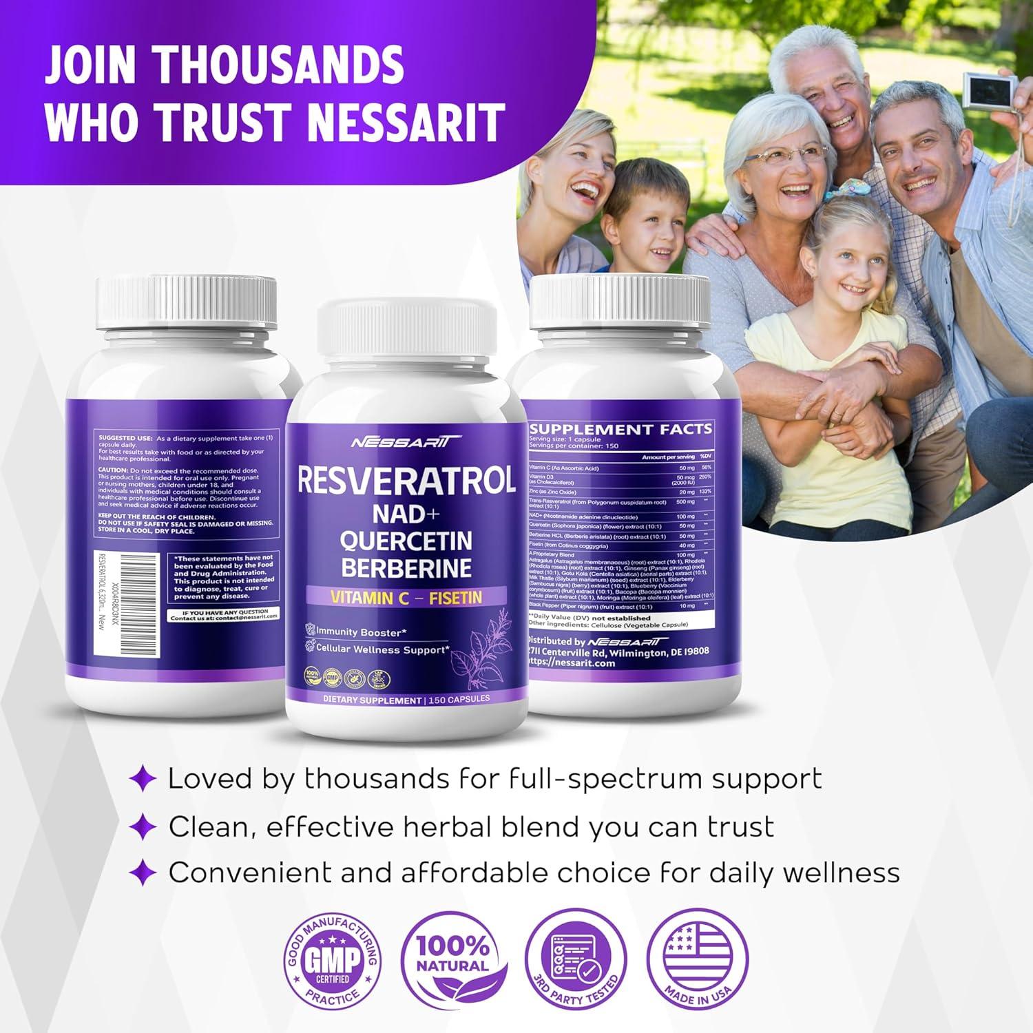 Suplemento de Resveratrol 6320mg Nessarit 150 Cápsulas