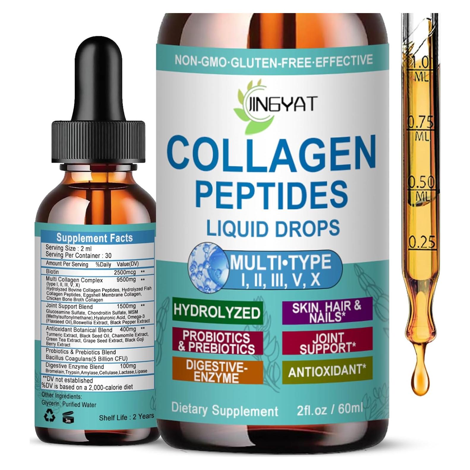 Gotas Líquidas de Colágeno JINGYAT 140g - Piel, Cabello, Articulaciones