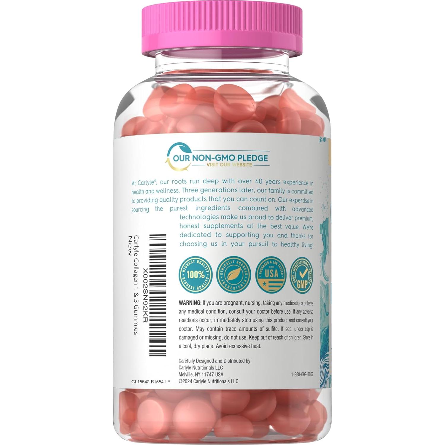 Gomitas de Colágeno Carlyle 240g | Sabor Fresa | Tipo 1 y 3