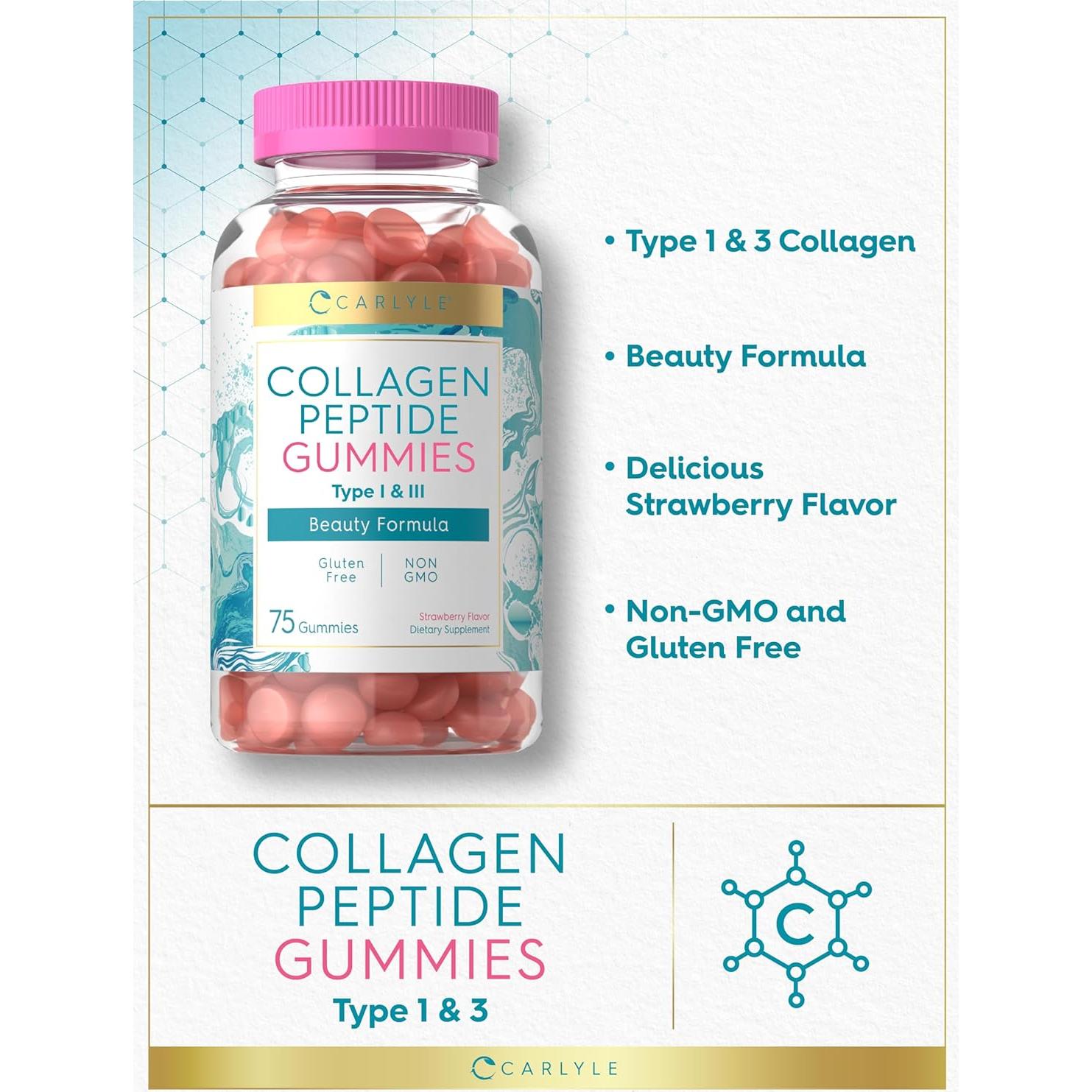 Gomitas de Colágeno Carlyle 240g | Sabor Fresa | Tipo 1 y 3