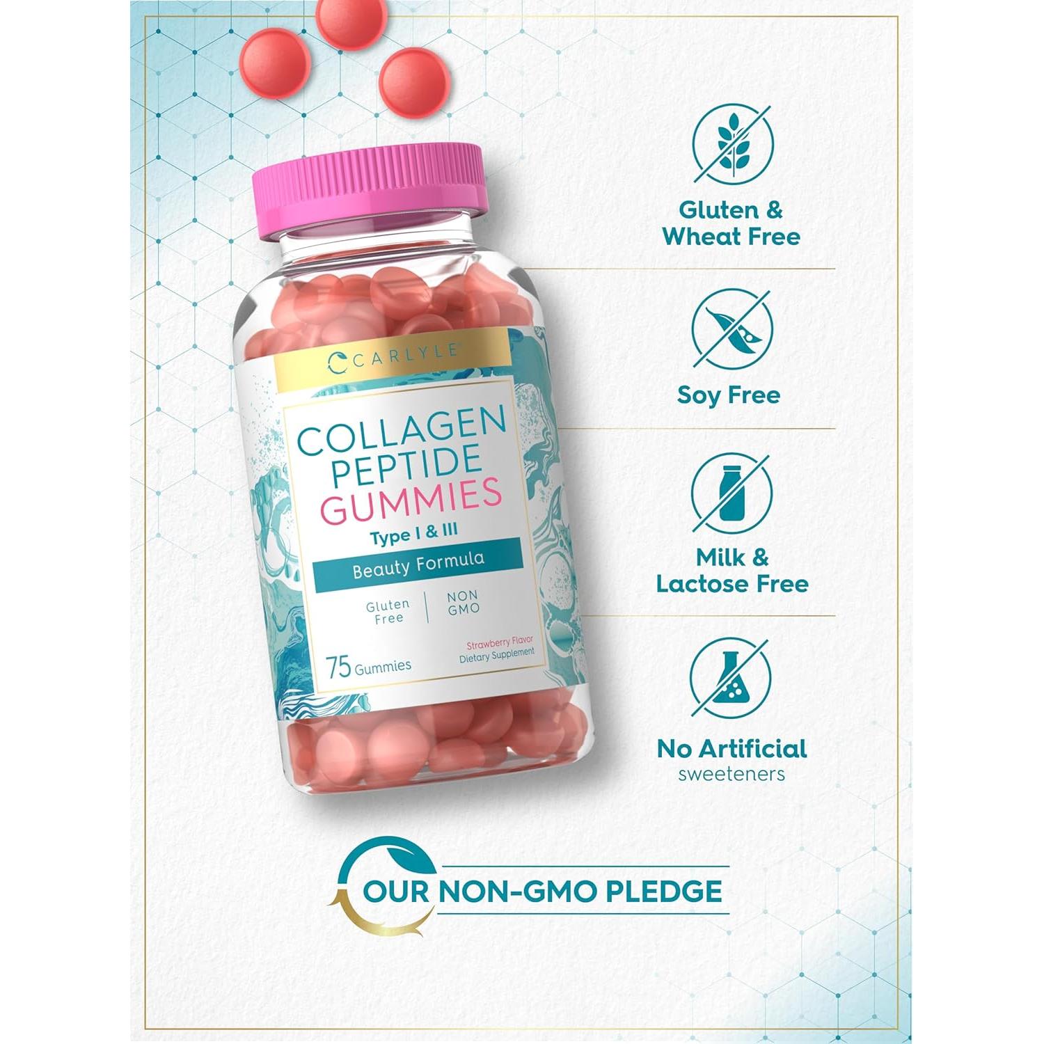 Gomitas de Colágeno Carlyle 240g | Sabor Fresa | Tipo 1 y 3