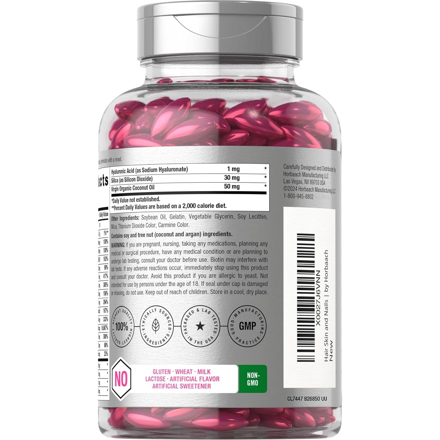 Vitaminas Horbaach para Cabello, Piel y Uñas 300 Geles Blandos