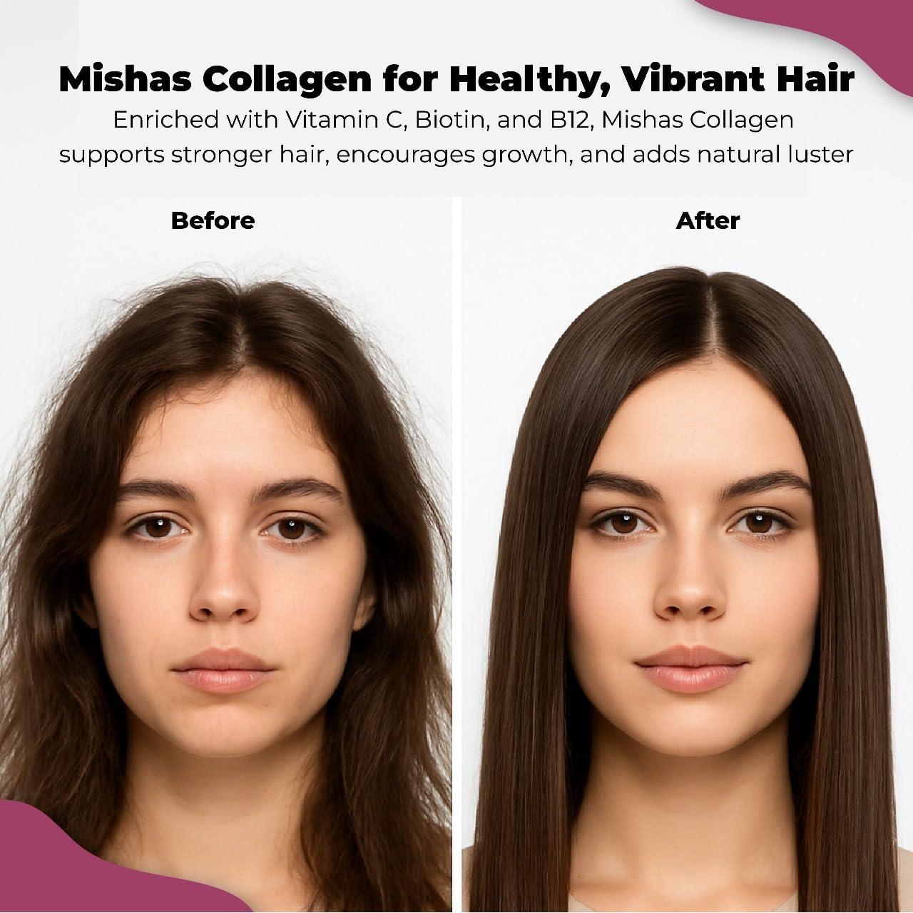 Píldoras de Multi Colágeno Mishas 60 Cápsulas Veganas - Biotina, Queratina y Ácido Hialurónico