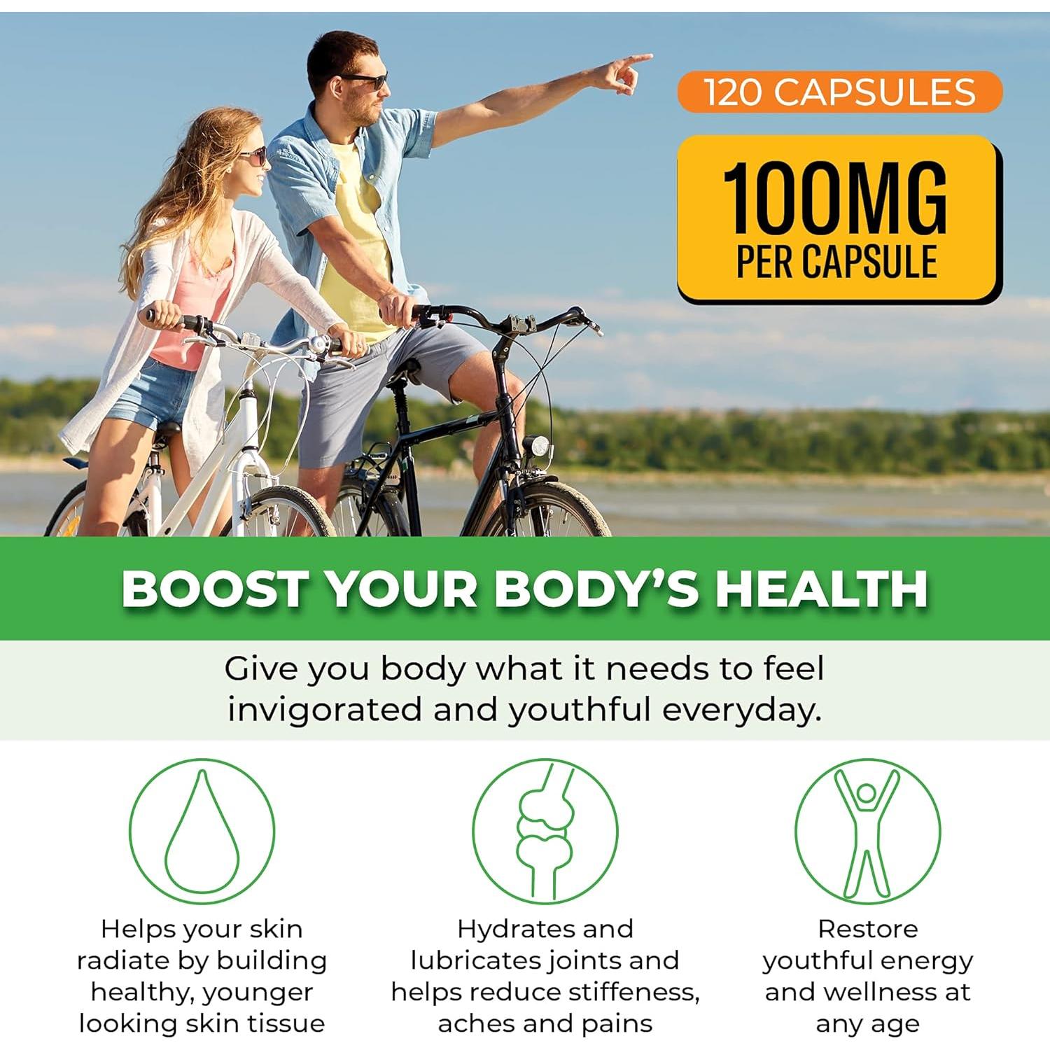 Suplemento de Ácido Hialurónico ForestLeaf 100mg 120 Caps