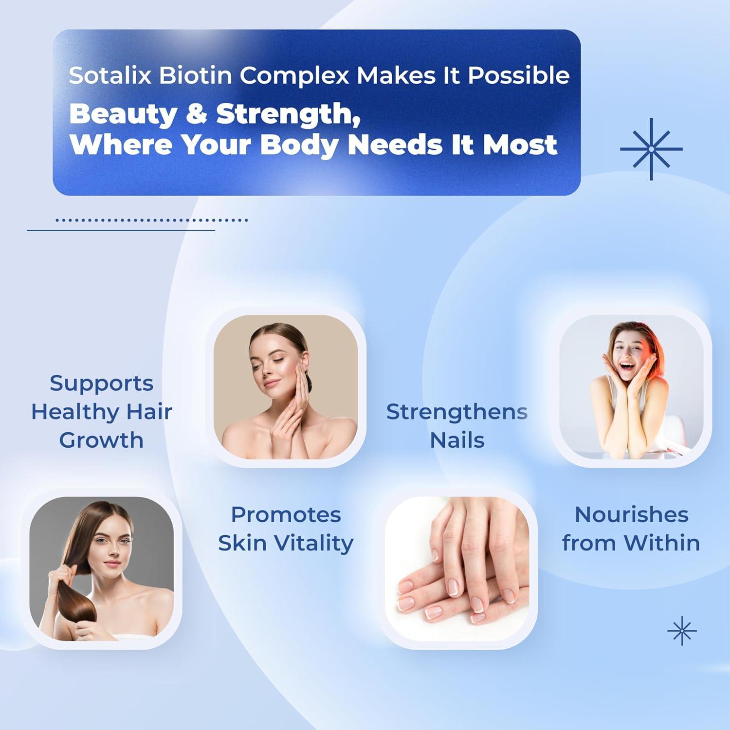 Suplemento de Biotina Sotalix 180 Cápsulas - Cabello, Piel y Uñas Saludables