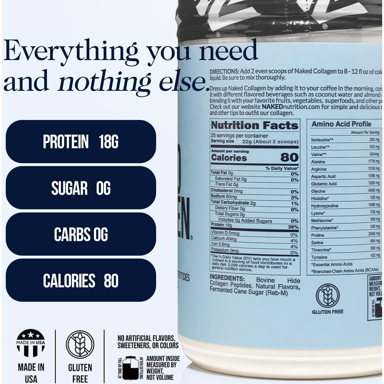 Polvo de Colágeno Hidrolizado NAKED Caramelo 567g - 25 Porciones