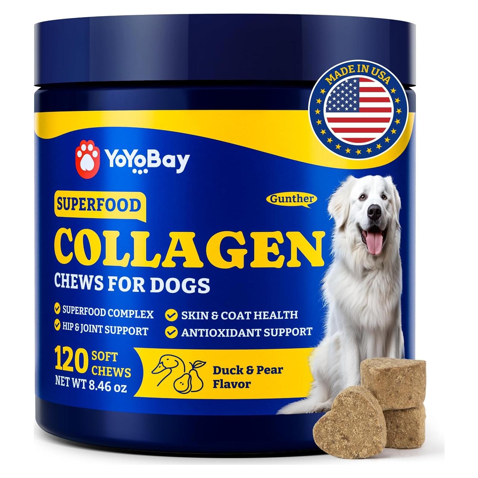 Golosinas de Colágeno para Perros YoYoBay - 120 Unidades, Sabor Pato y Pera