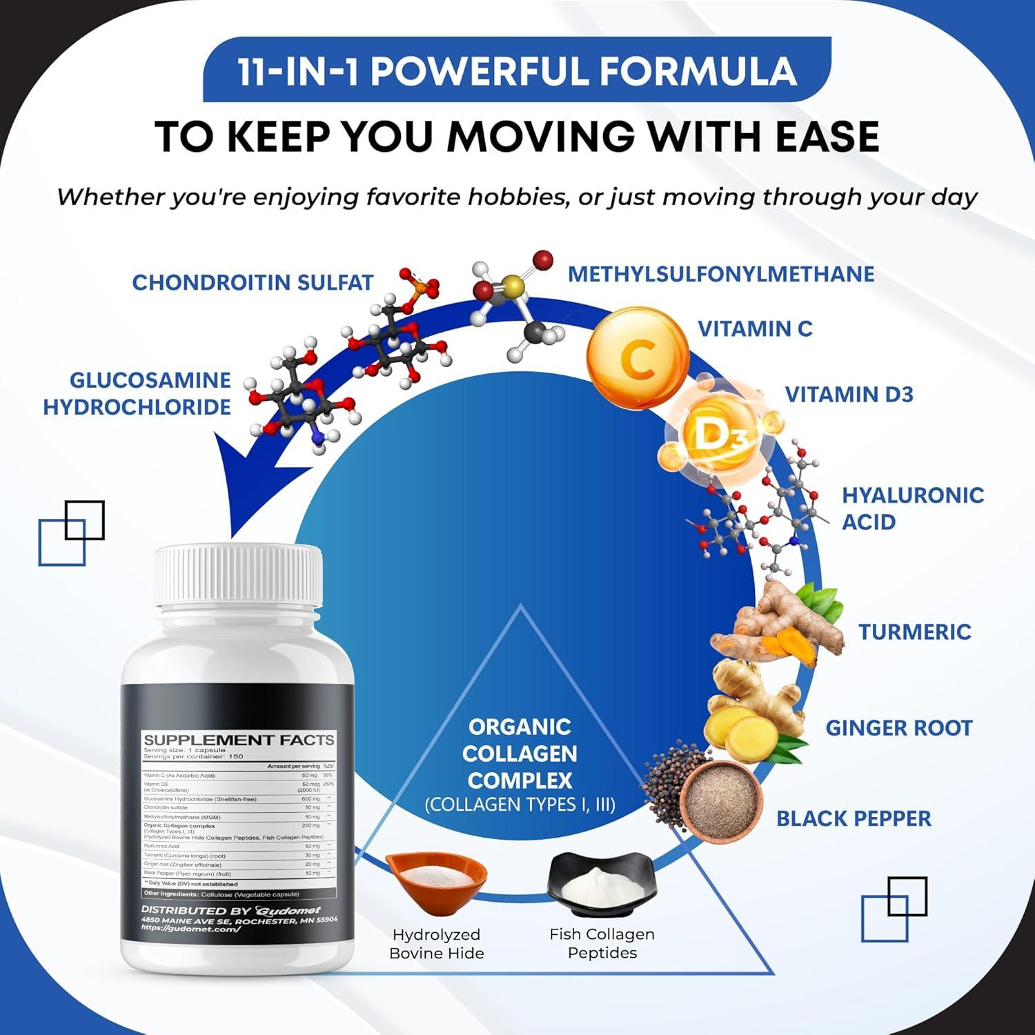 Suplemento de Glucosamina Gudomet 150 Cápsulas - Soporte Articular