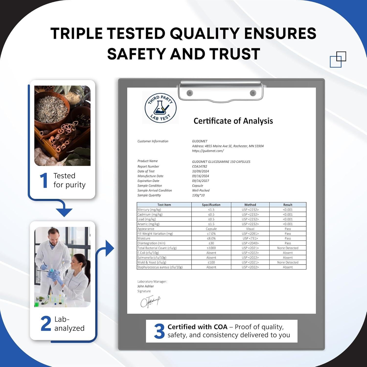 Suplemento de Glucosamina Gudomet 150 Cápsulas - Soporte Articular