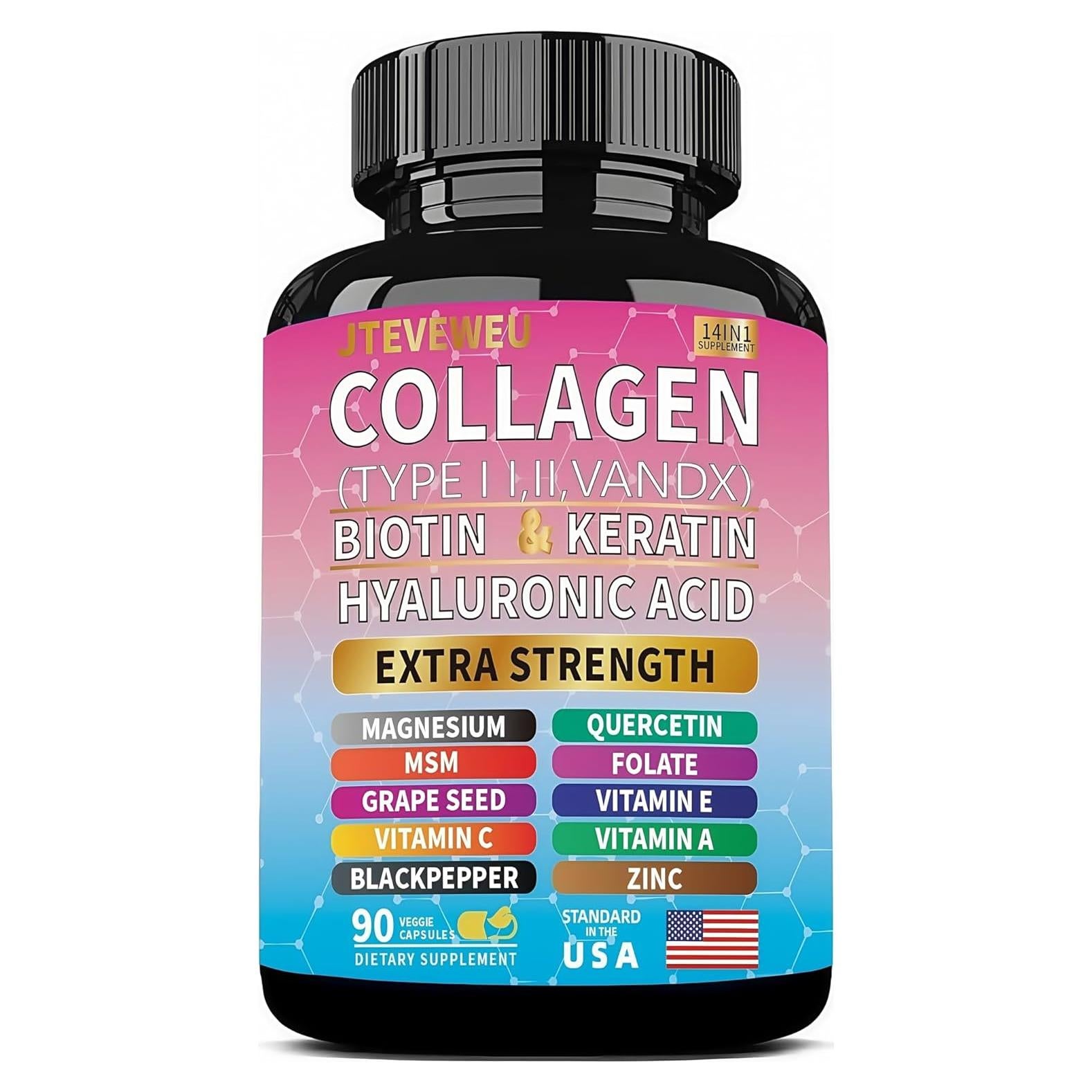 Suplemento de colágeno 14 en 1 JTEVEweu - 90 cápsulas