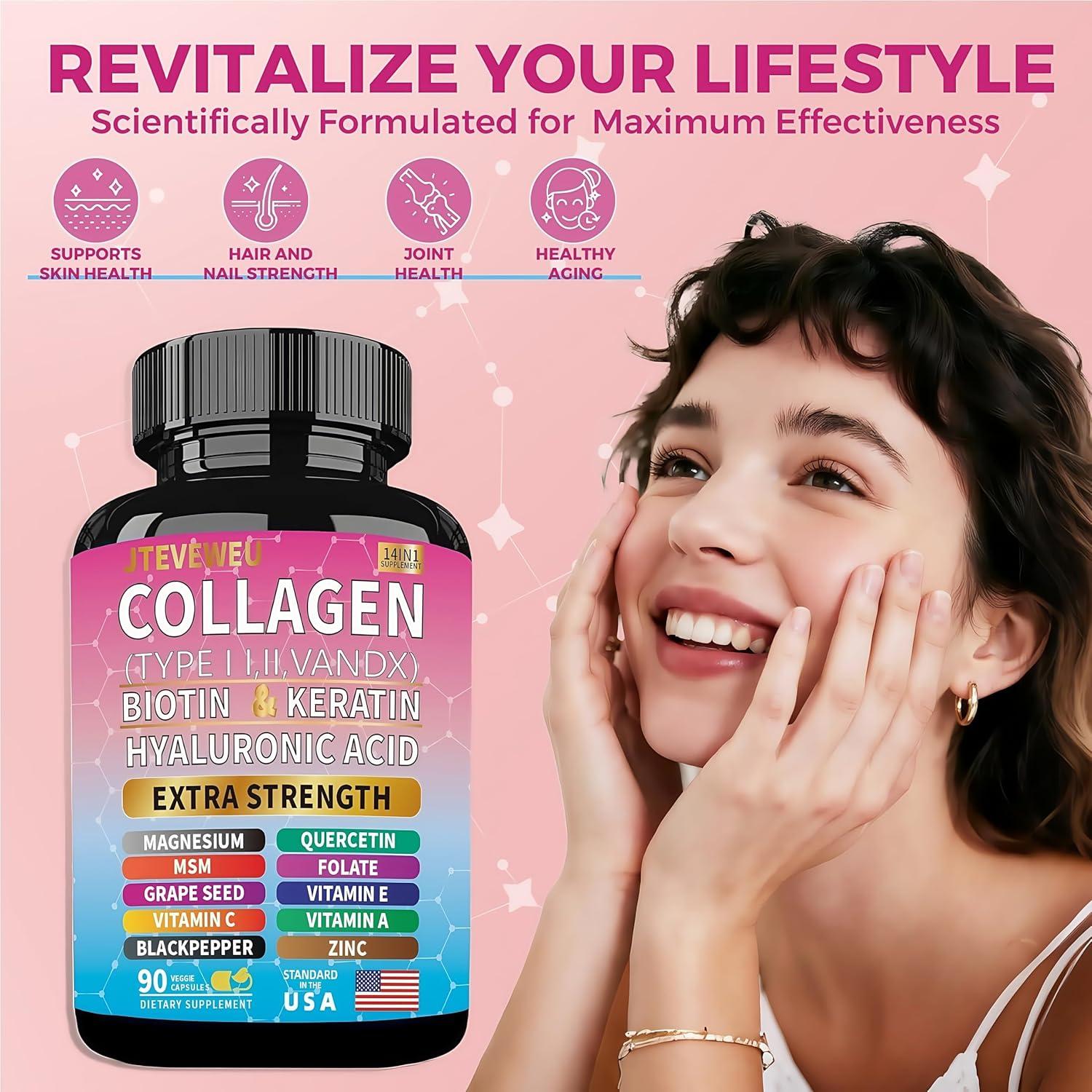 Suplemento de colágeno 14 en 1 JTEVEweu - 90 cápsulas