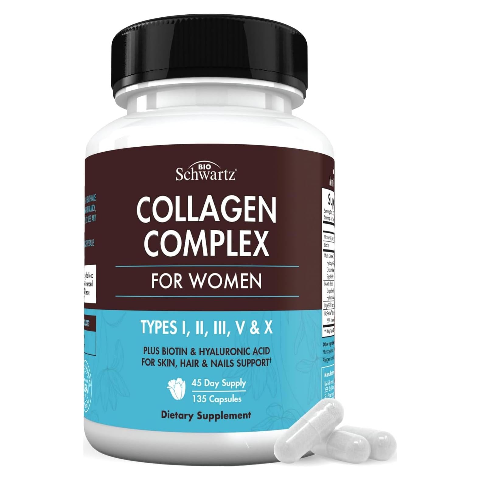 Cápsulas de Colágeno Hidrolizado BioSchwartz 135ct - Piel, Cabello y Uñas