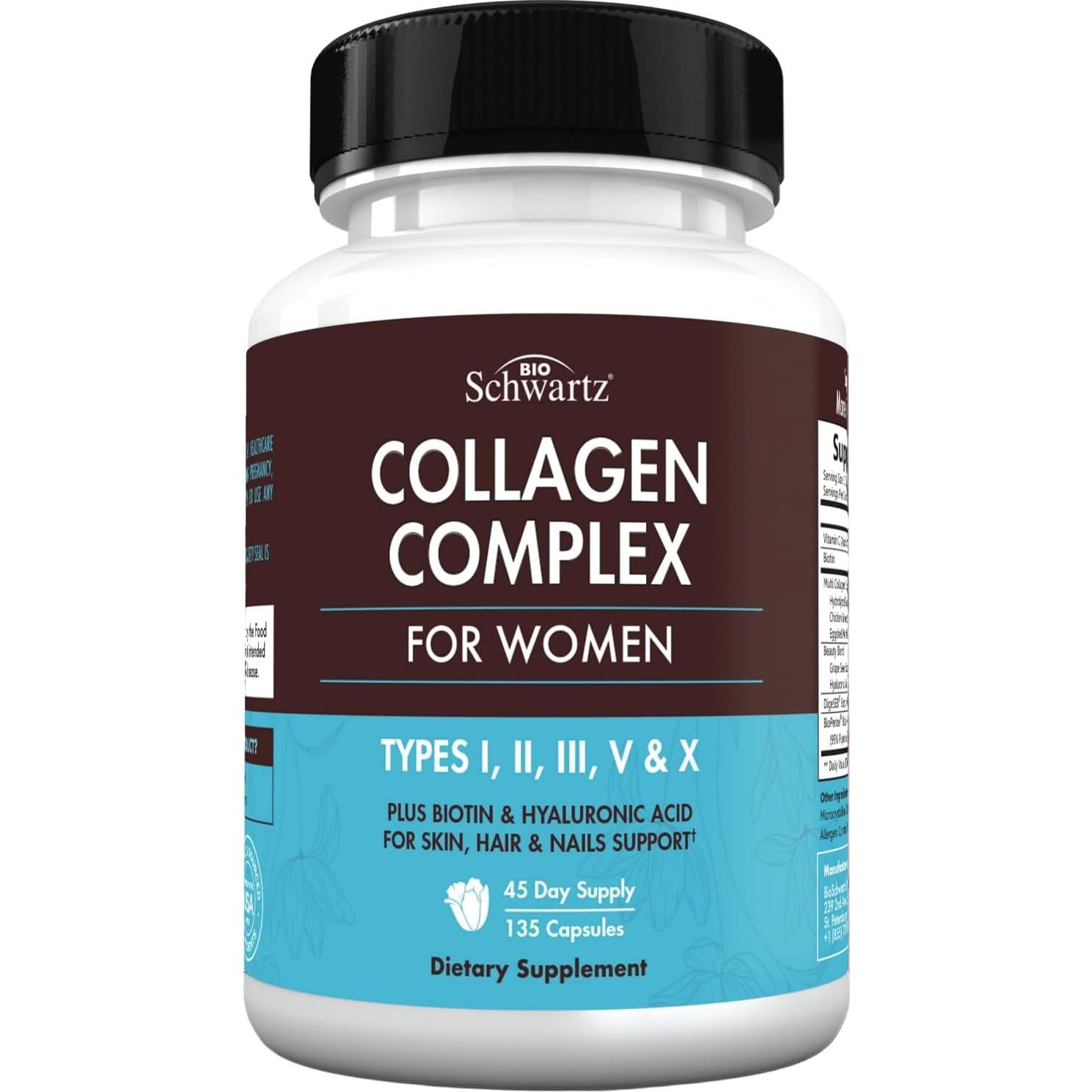 Cápsulas de Colágeno Hidrolizado BioSchwartz 135ct - Piel, Cabello y Uñas