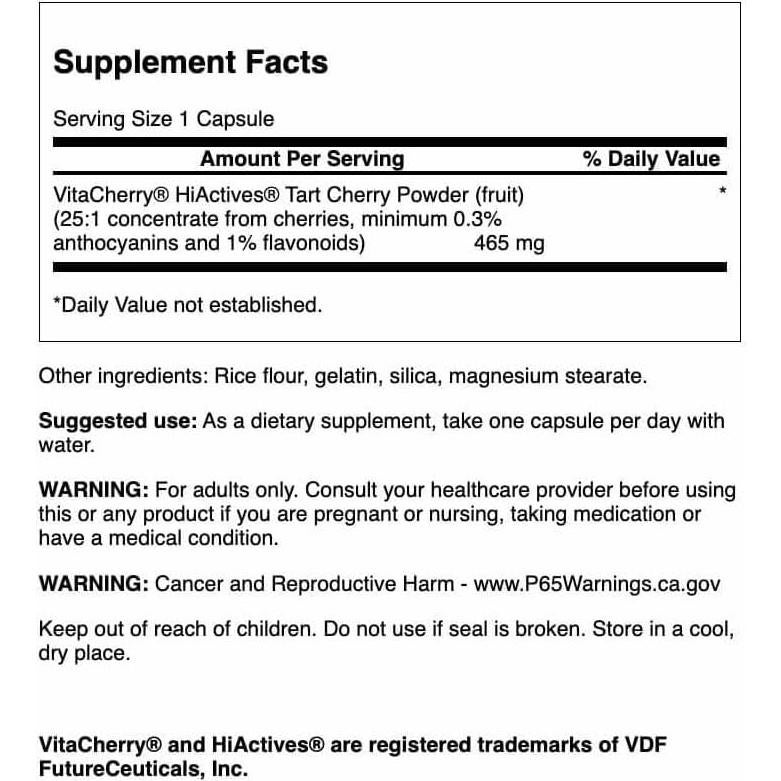 Suplemento Articular Swanson Cereza Ácida 60 Cápsulas 465mg