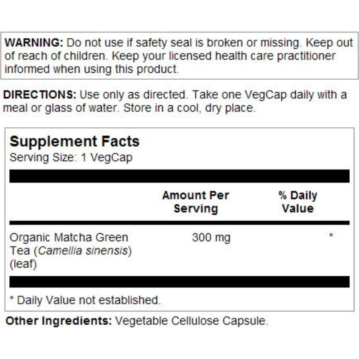 Té Verde Matcha Solaray 300 mg - 100 VegCaps Antioxidante
