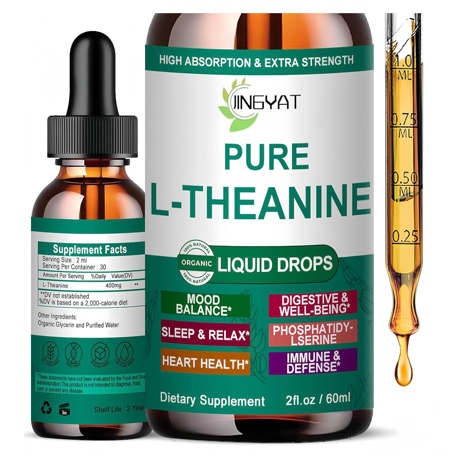 Gotas Líquidas de L-Teanina JINGYAT 400mg - Suplemento Natural