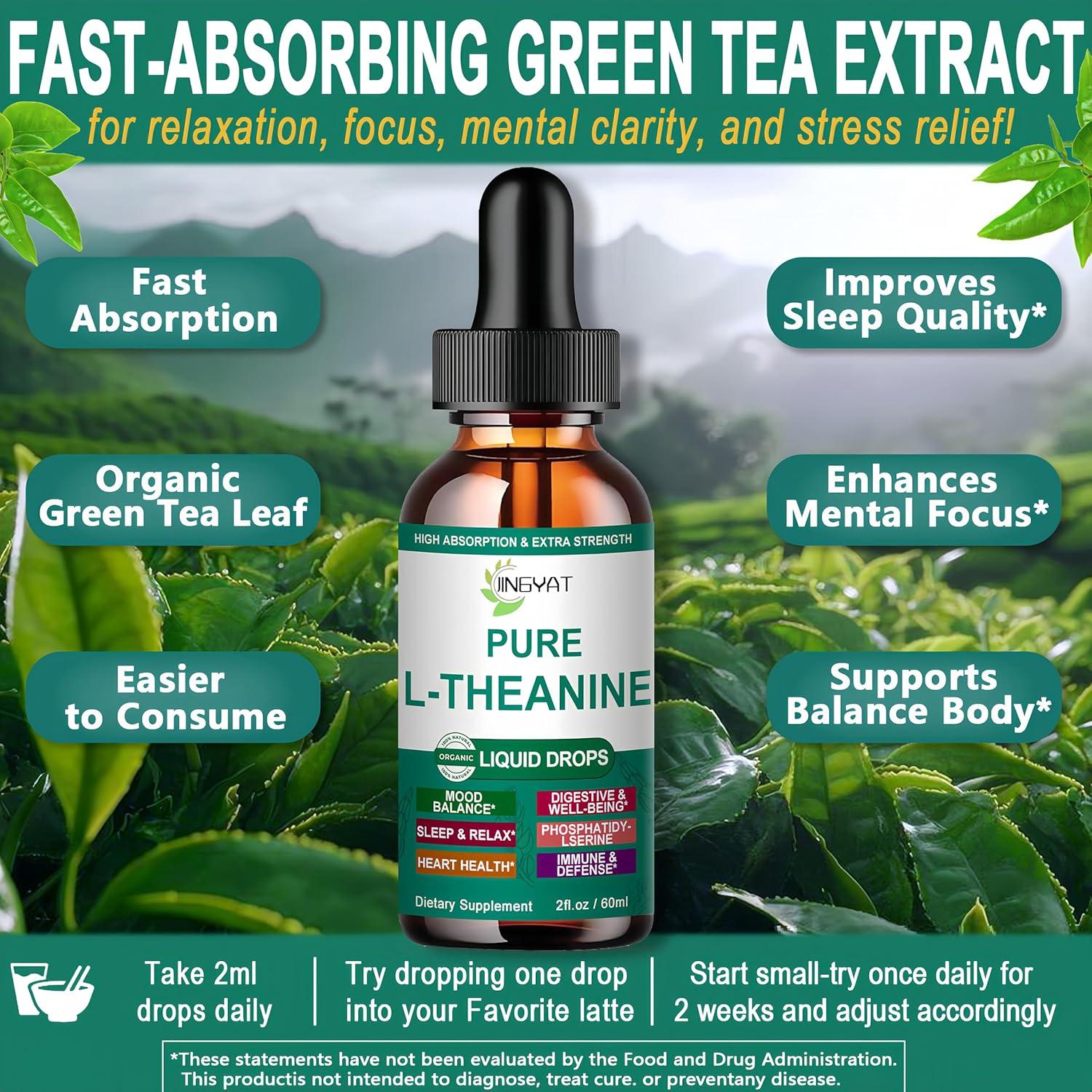Gotas Líquidas de L-Teanina JINGYAT 400mg - Suplemento Natural
