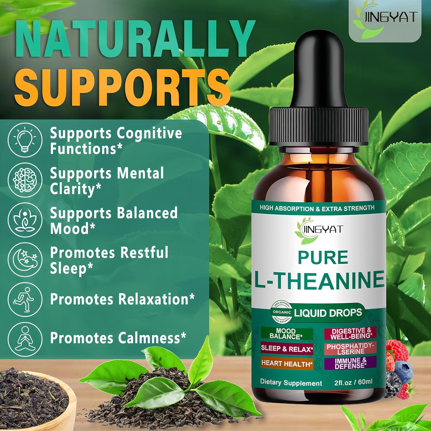 Gotas Líquidas de L-Teanina JINGYAT 400mg - Suplemento Natural