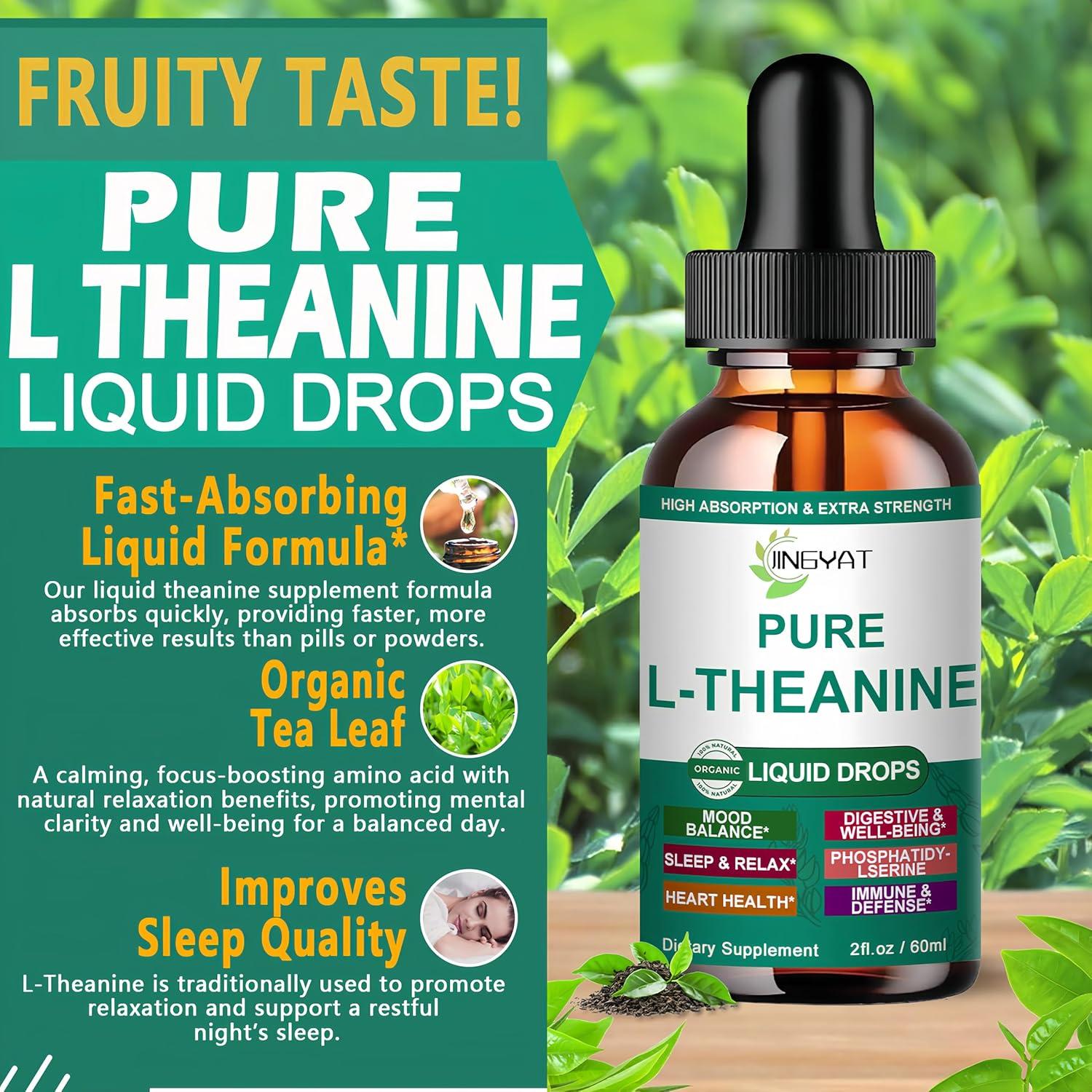 Gotas Líquidas de L-Teanina JINGYAT 400mg - Suplemento Natural