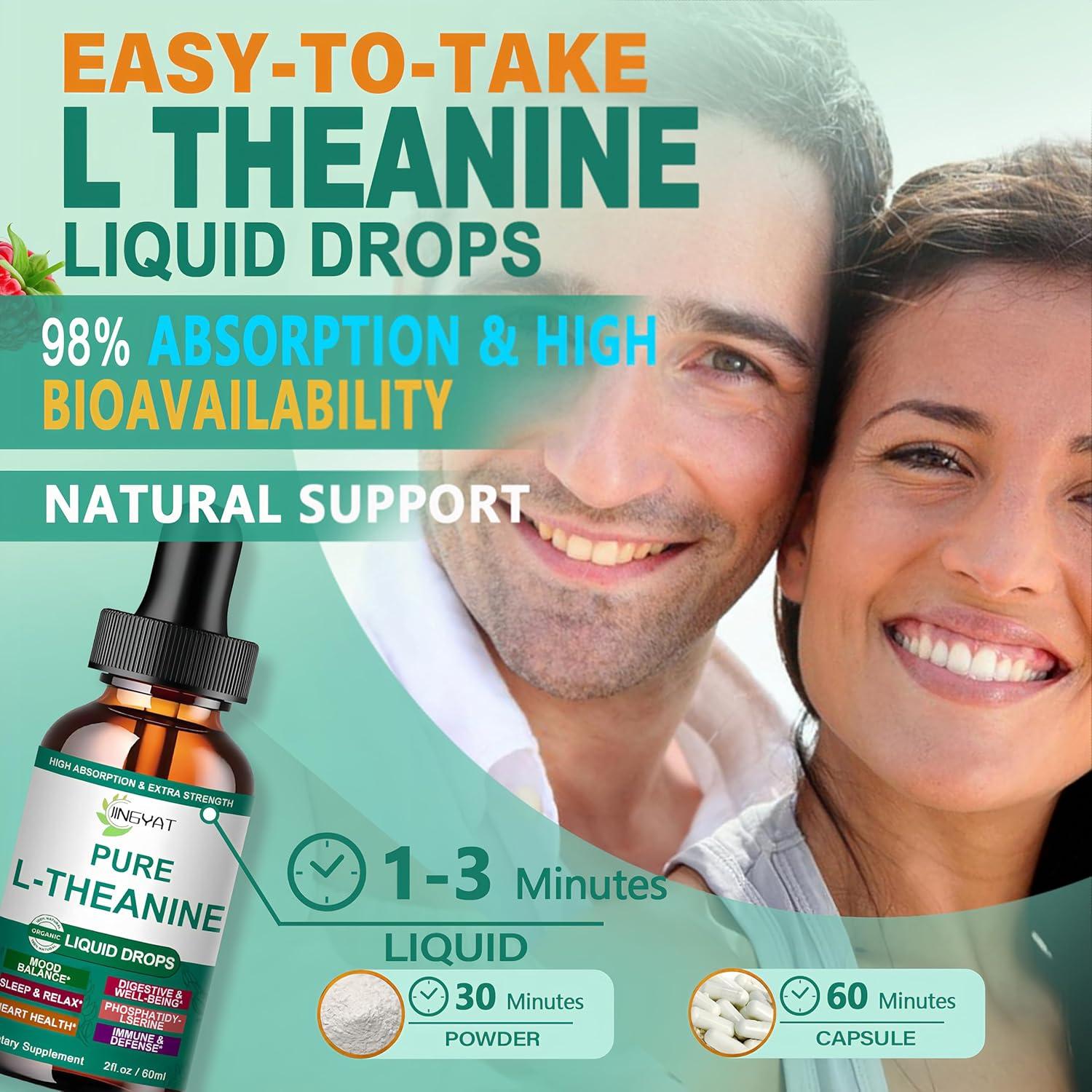 Gotas Líquidas de L-Teanina JINGYAT 400mg - Suplemento Natural