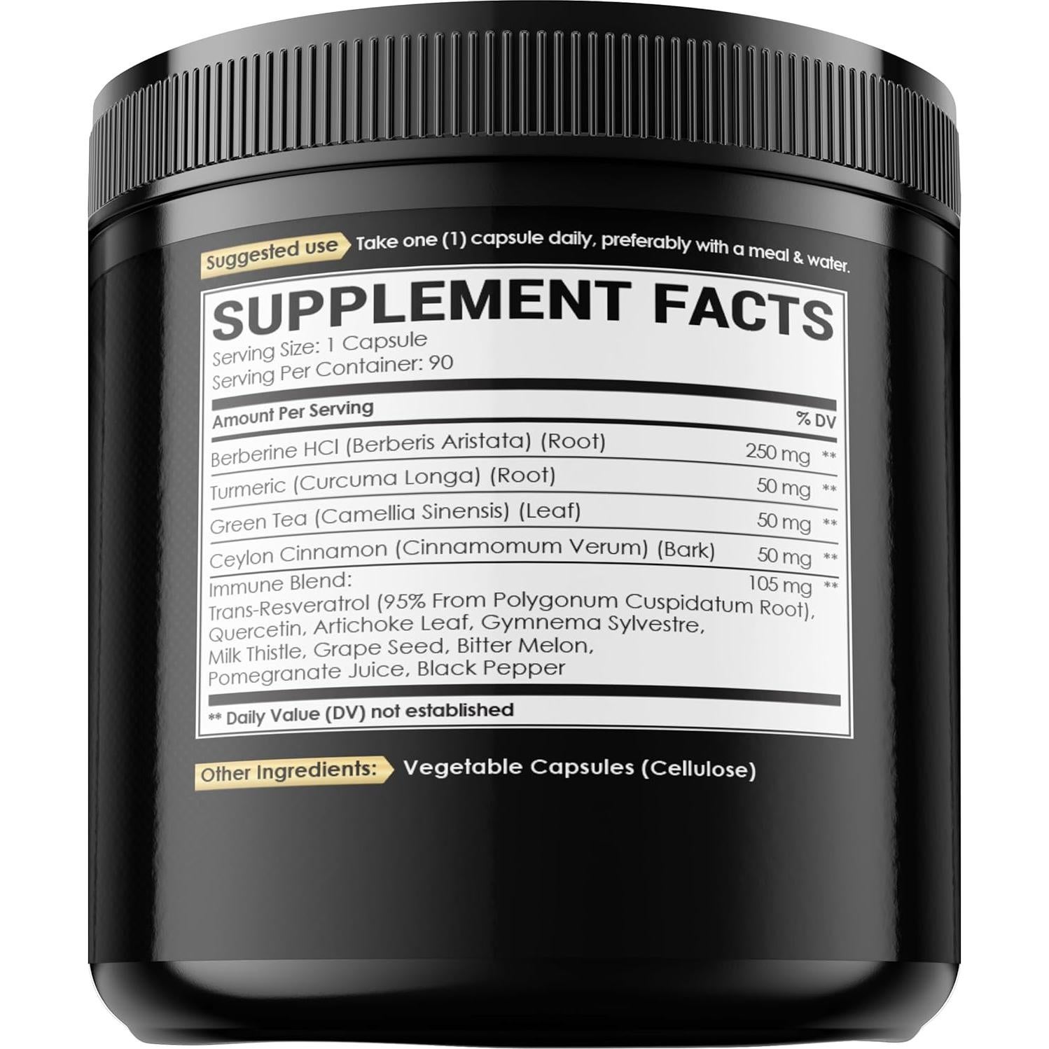 Suplemento de Berberina NUQIIT con Cúrcuma y Té Verde - 90 Cápsulas