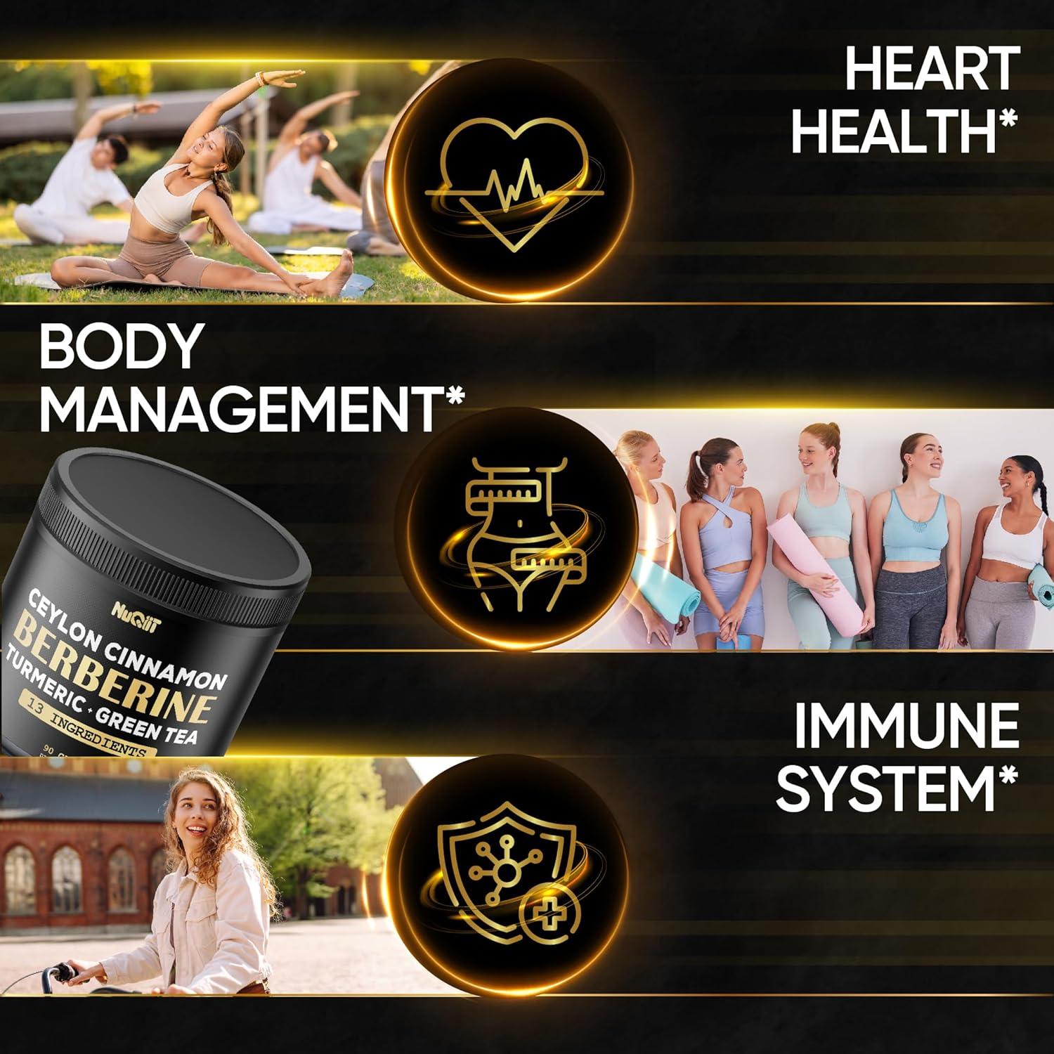 Suplemento de Berberina NUQIIT con Cúrcuma y Té Verde - 90 Cápsulas