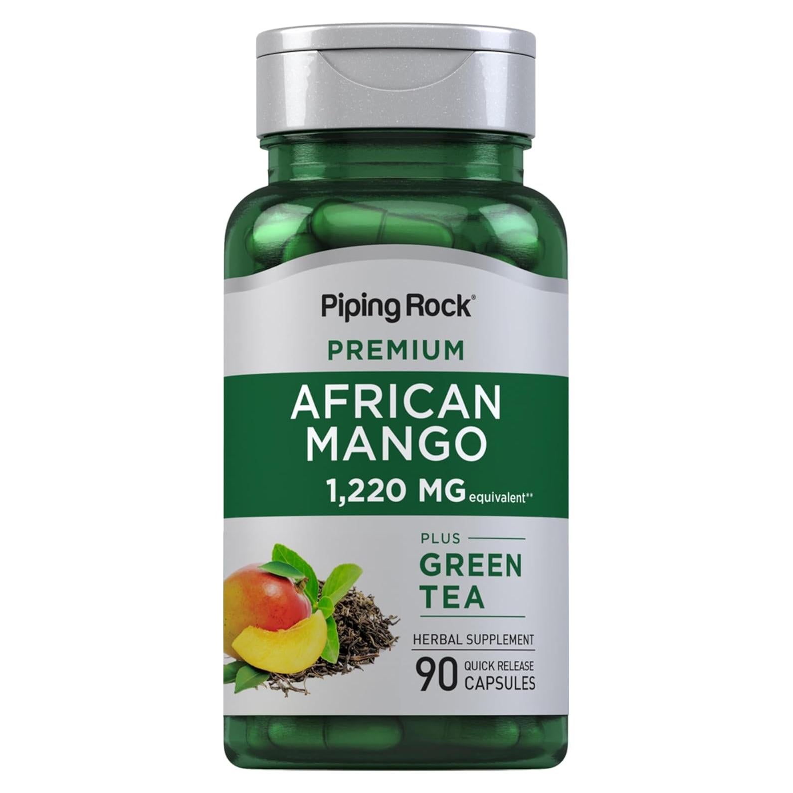 Extracto de Mango Africano Piping Rock 1220 mg + Té Verde 90 Cápsulas