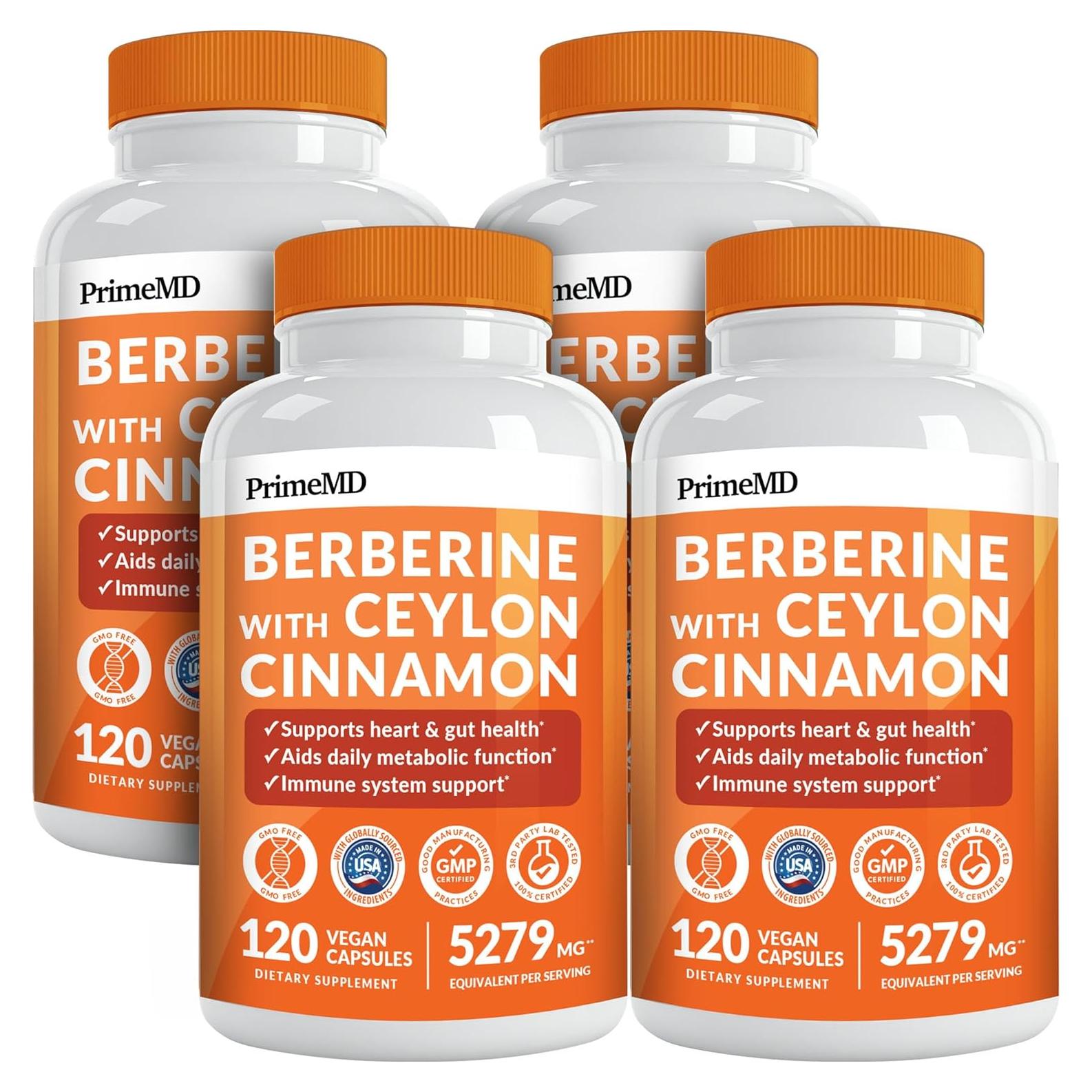 Suplemento de Berberina 1500mg PrimeMD - 21-en-1 con Canela